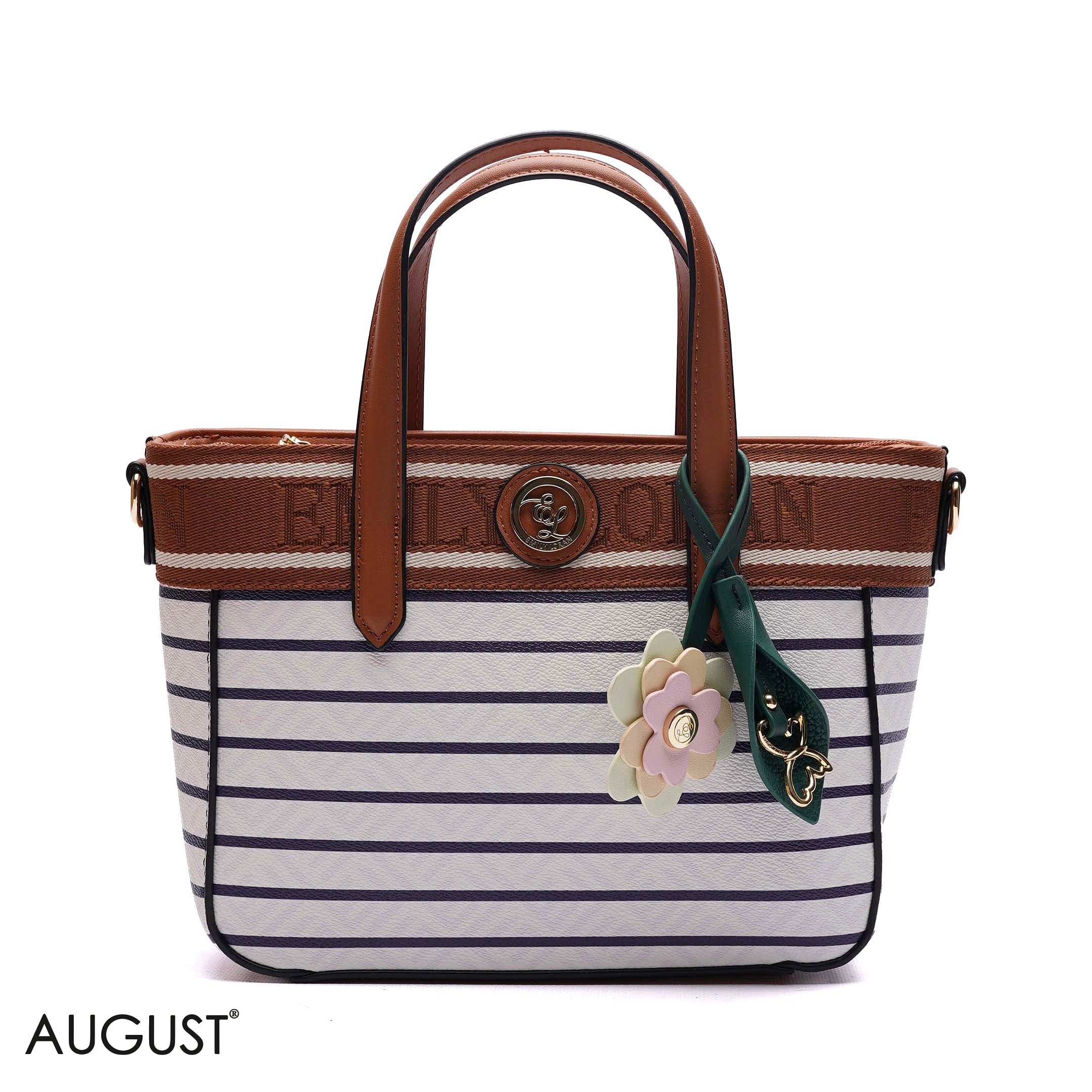 QUILTED STRIPPED TOTE BAG