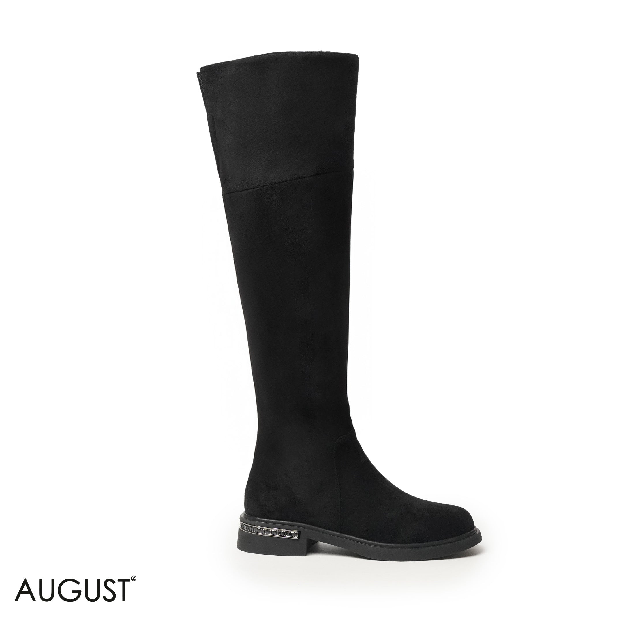 CHAMOIS LEATHER KNEE-HIGH BOOTS WITH SIDE ZIPPER