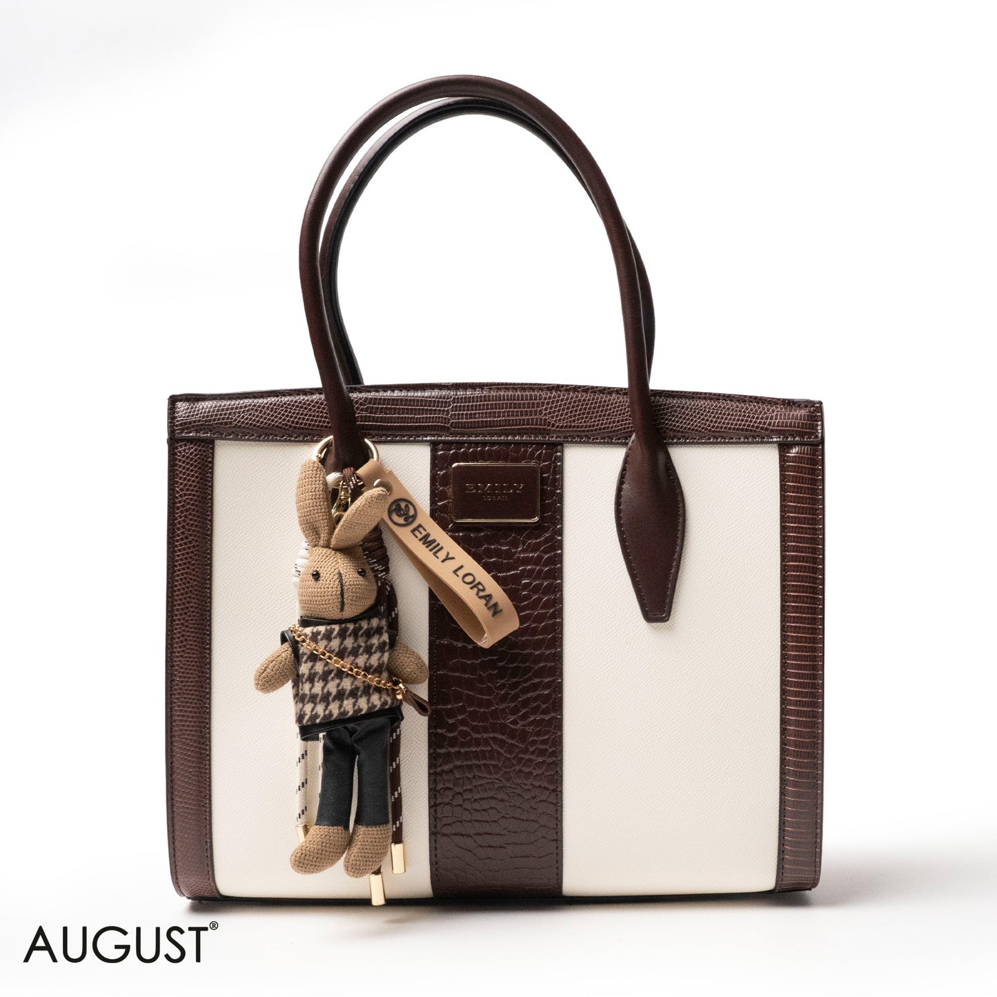 BROWN SMOOTH LEATHER HANDBAG WITH ACCESSORIES - LARGE