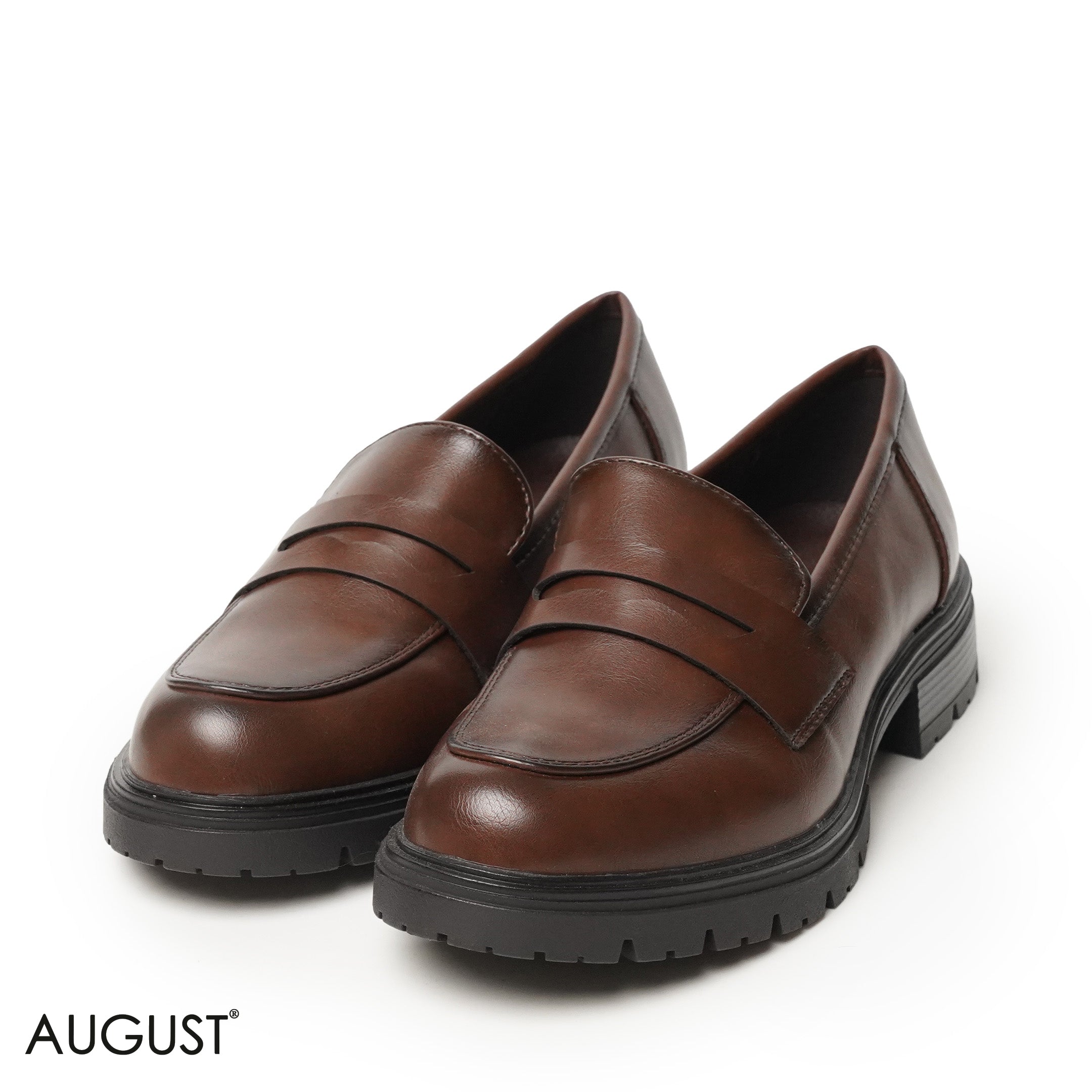BROWN LEATHER LOAFERS WITH CHUNKY SOLE