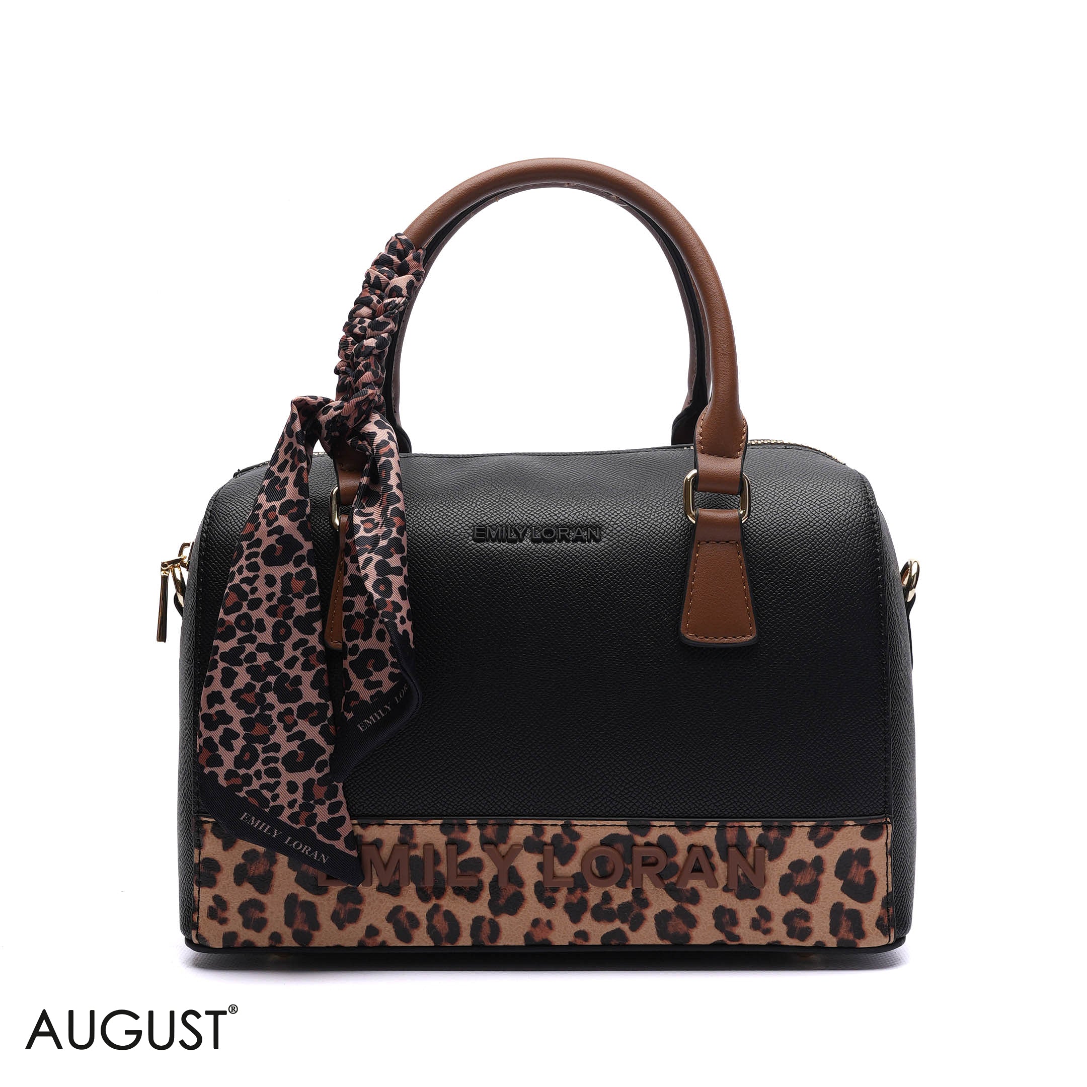 EMILY EMBOSSED LOGO BARREL BAG - MED