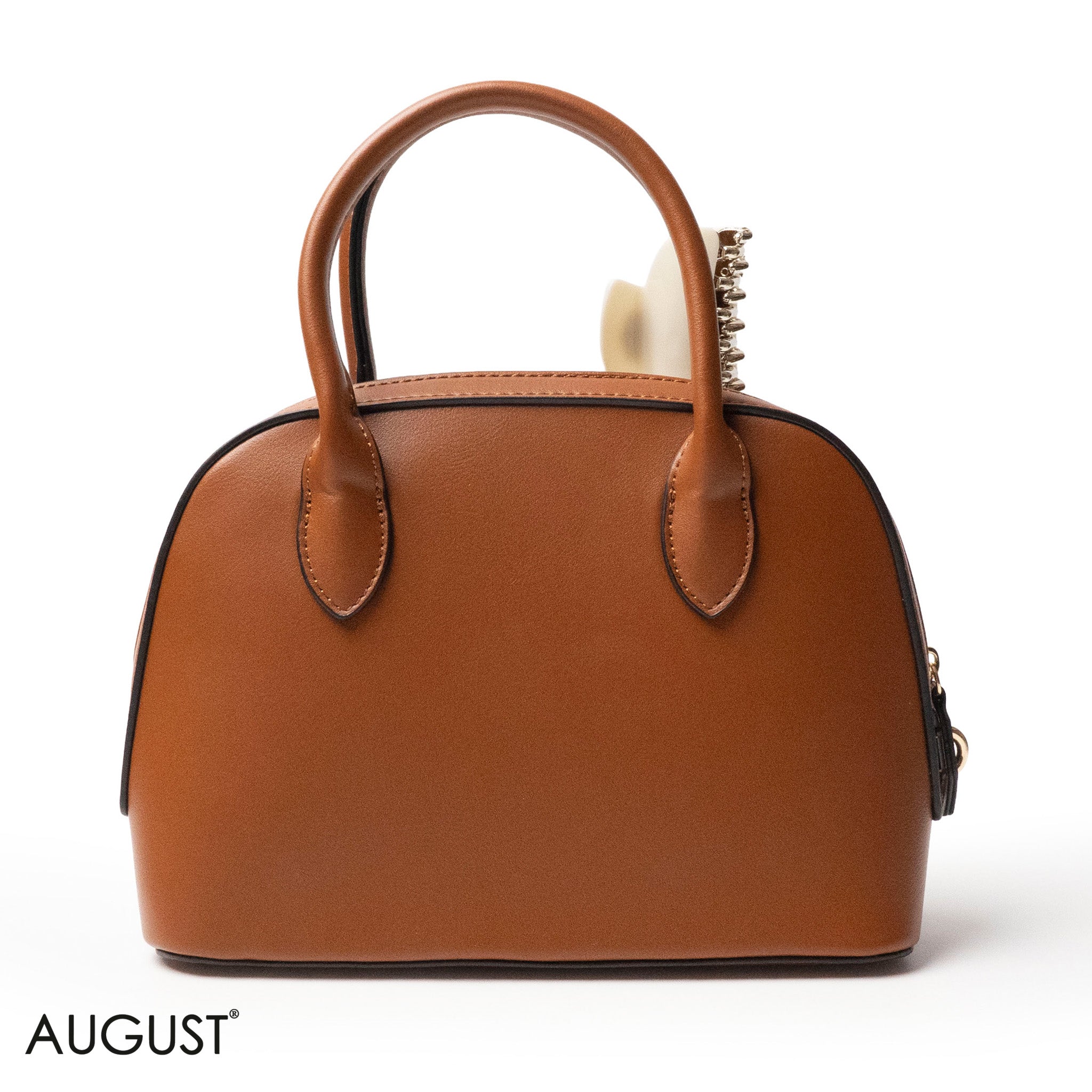 STRIPPED NAVY LEATHER HANDBAG WITH ACCESSORIES -MED