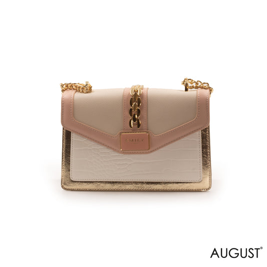 LEATHER CROSSBODY BAG WITH GOLD METALLIC DETAILS- SMALL