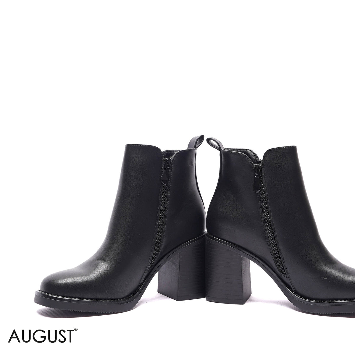 SIDE-ZIP HIGH BLOCK HEEL BOOTS