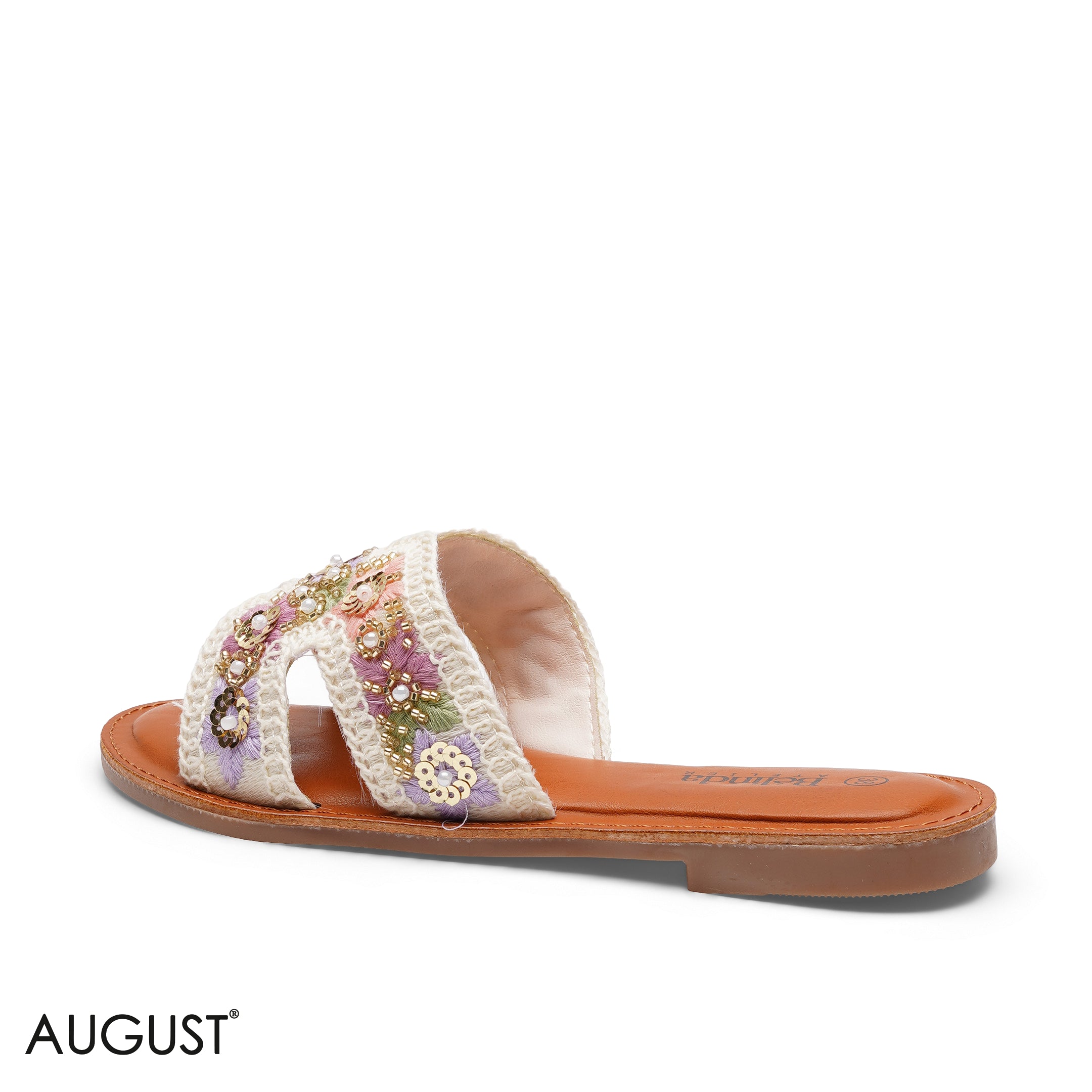 EMBROIDERED MACRAME CASUAL FLAT SLIDERS