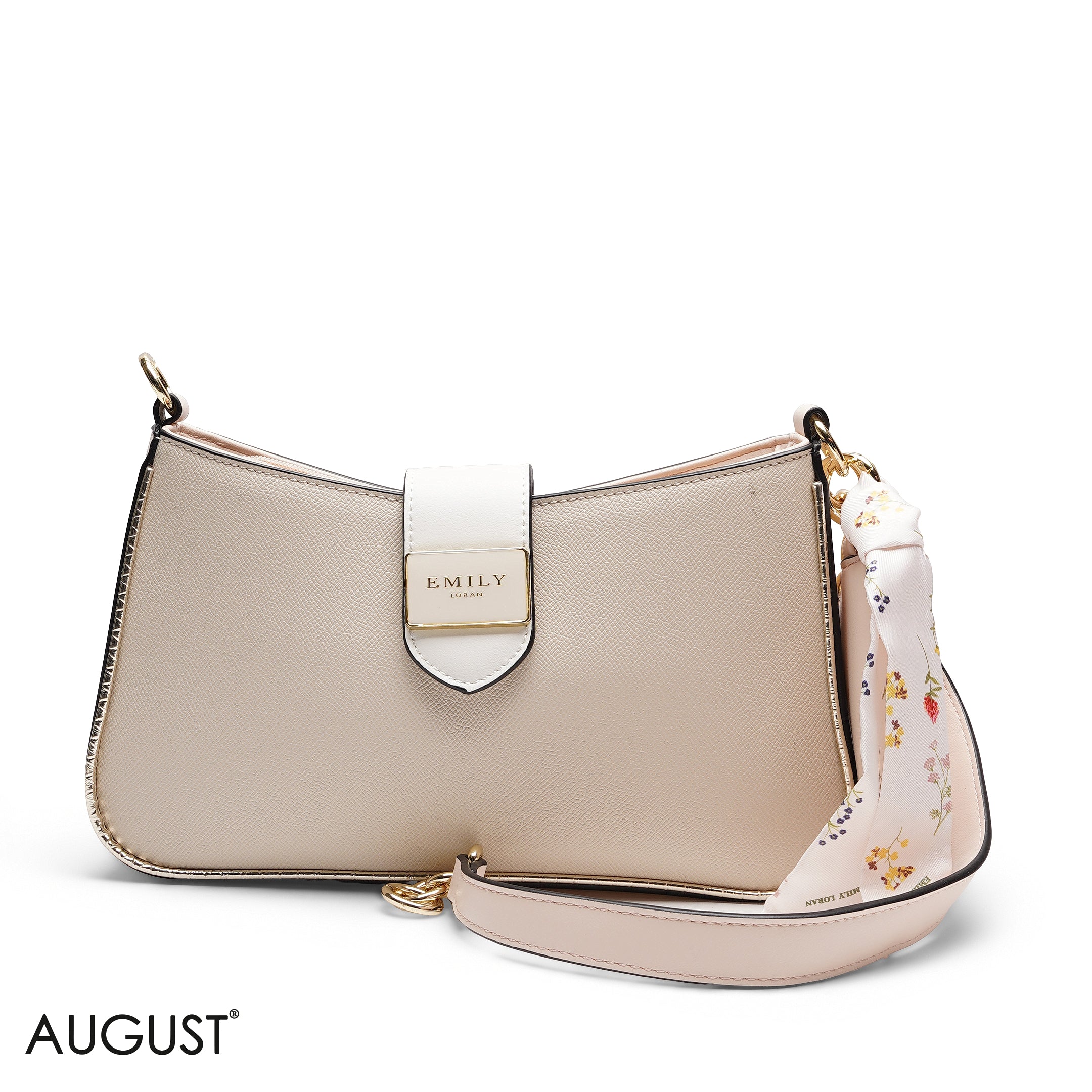 TEXTURED SHOULDER BAG WITH POUCH AND SCARF