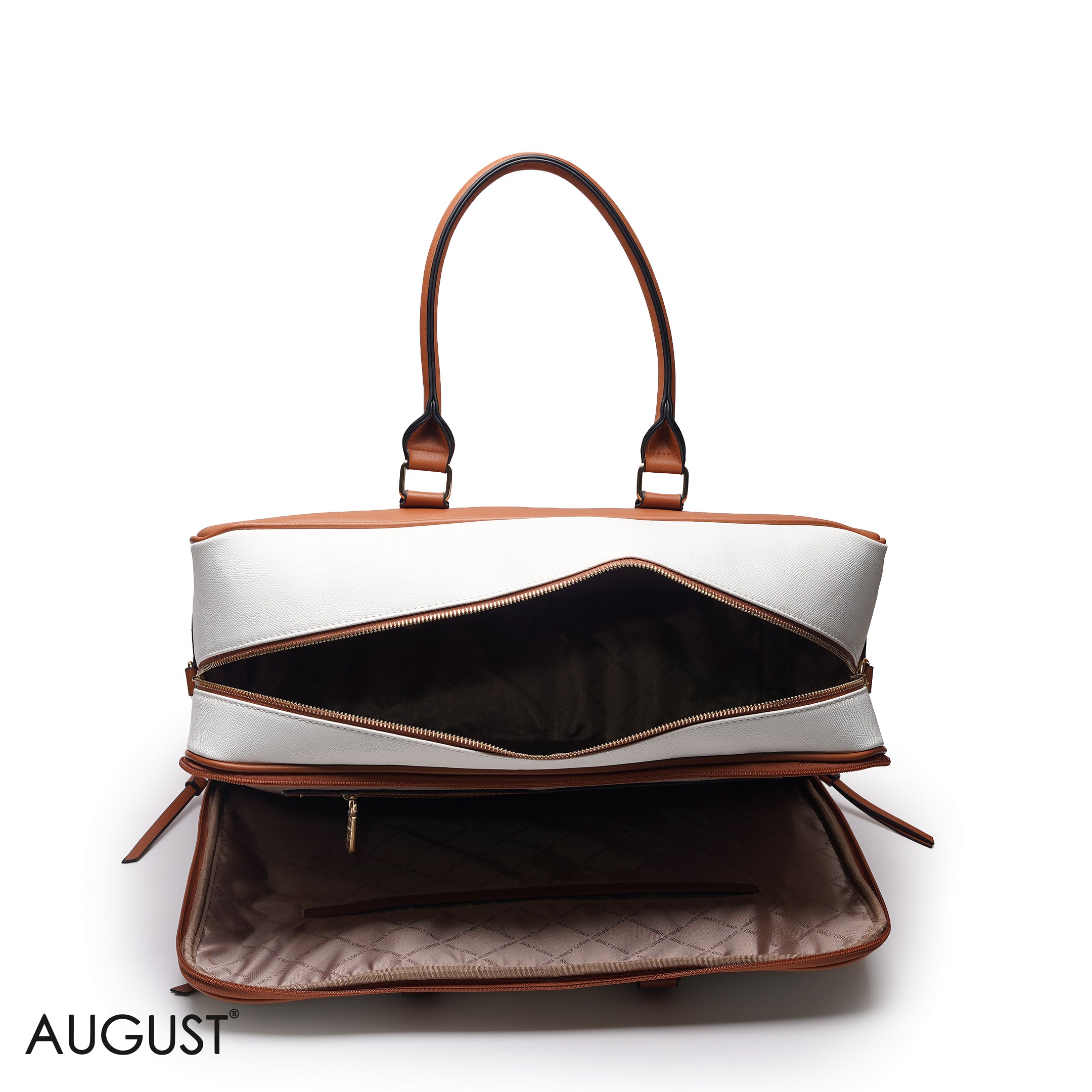 NAVY STRIPED FAUX LEATHER CASUAL TRAVEL BAG - LARGE