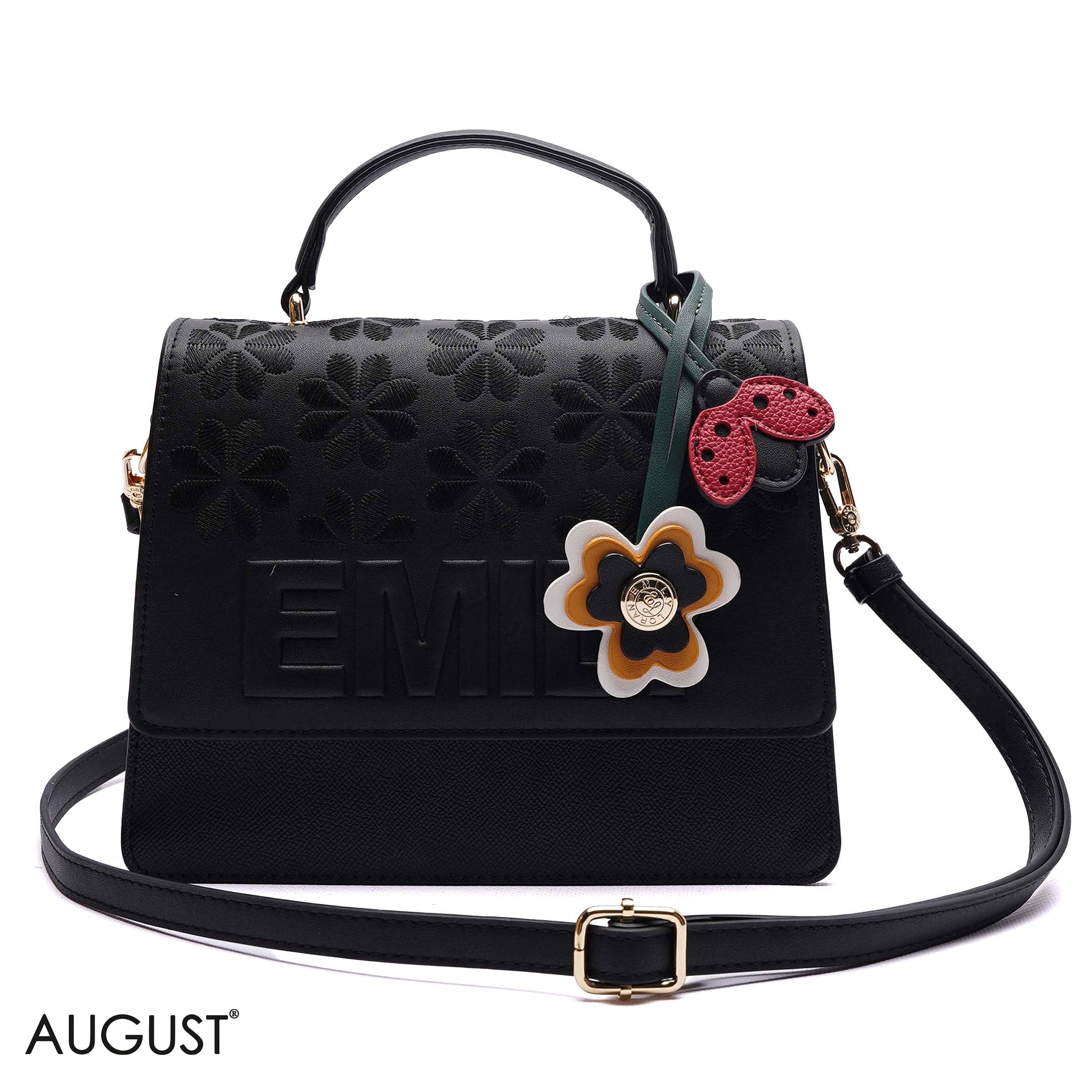 EMBOSSED FLORAL TOP-HANDLE SATCHEL BAG