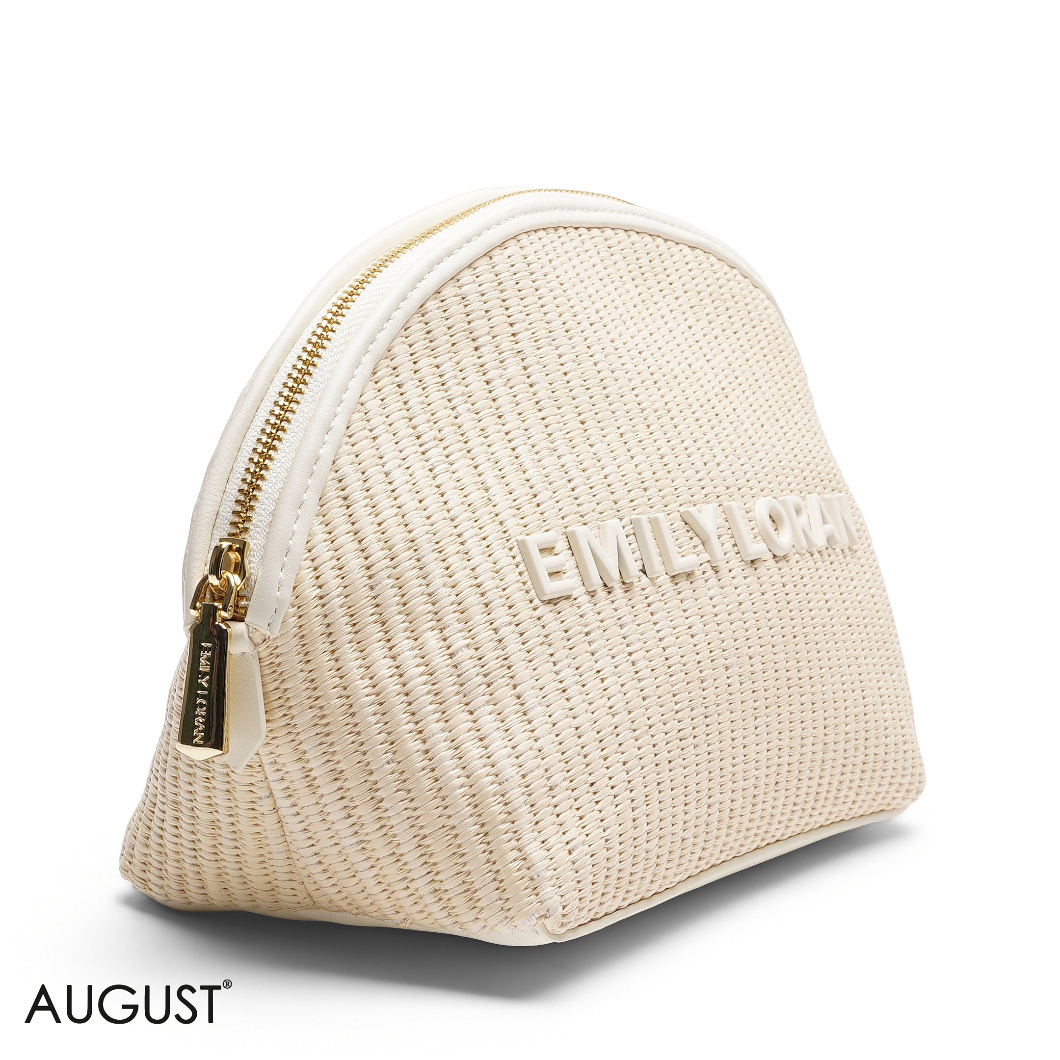 BEIGE MAKEUP BAG WITH EMBOSSED LOGO
