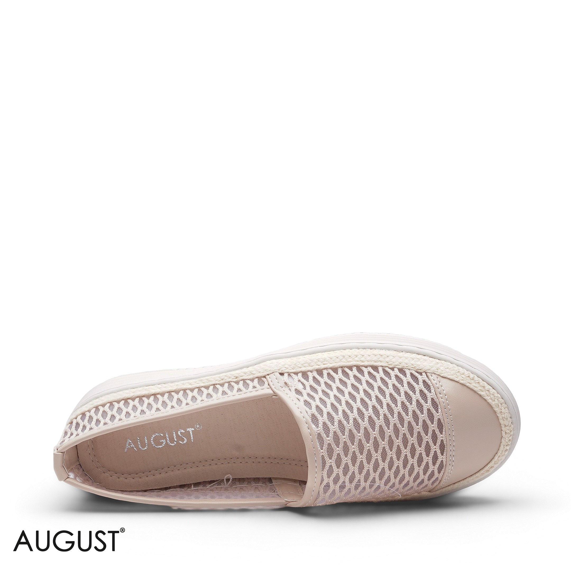 BEIGE MESH PLATFORM ESPADRILLE FLATS
