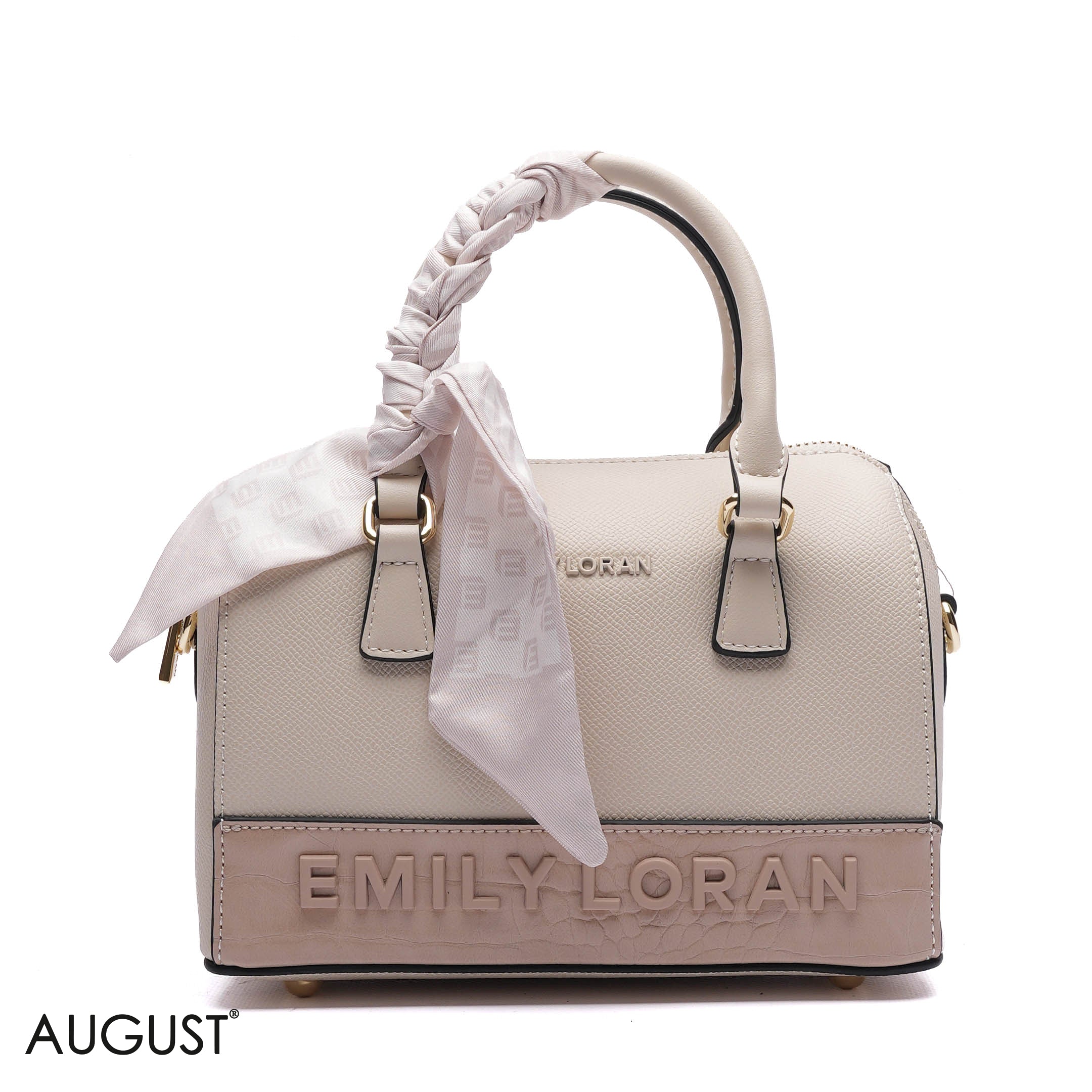 EMILY EMBOSSED LOGO BARREL BAG