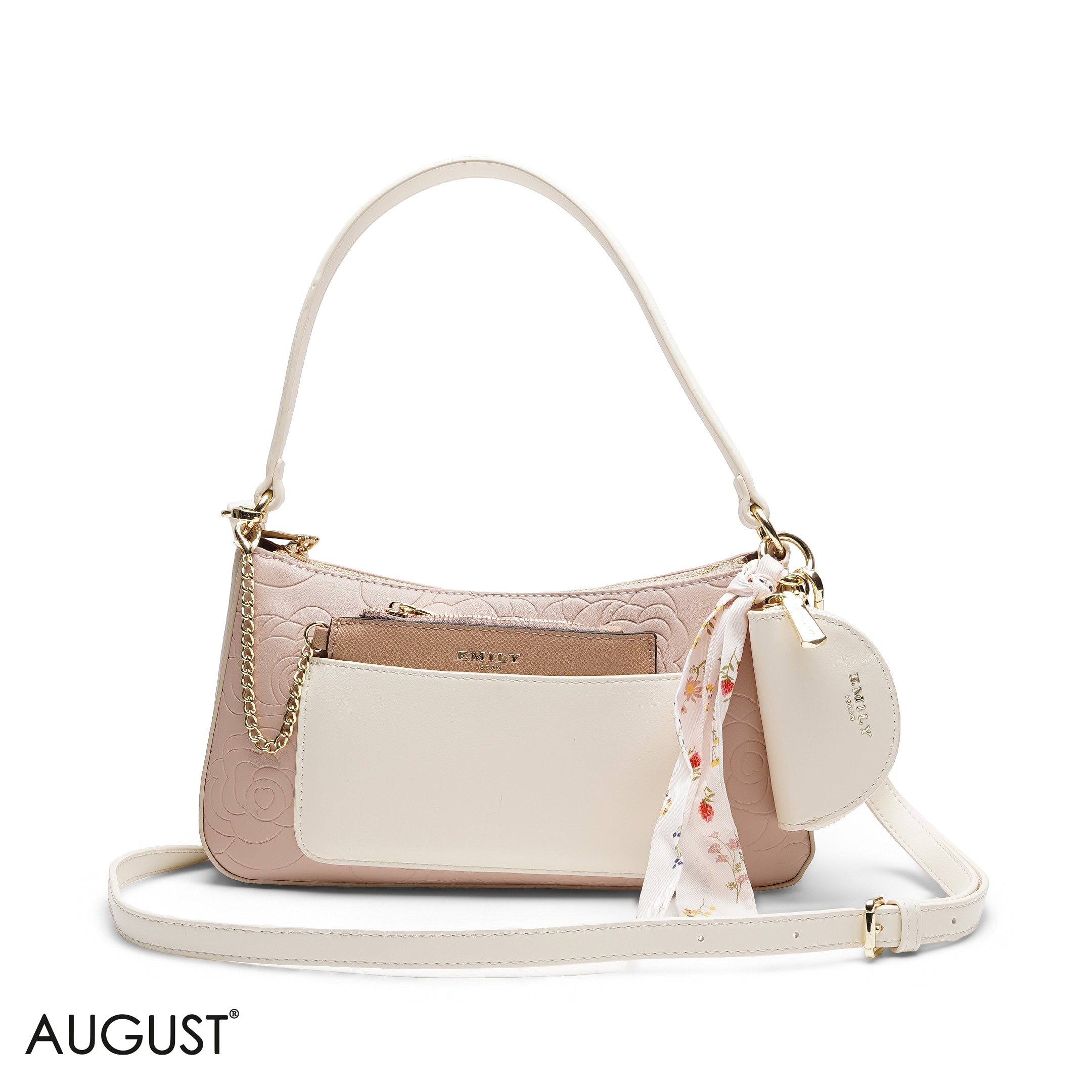 EMBOSSED MULTI-POUCH SHOULDER BAG SET