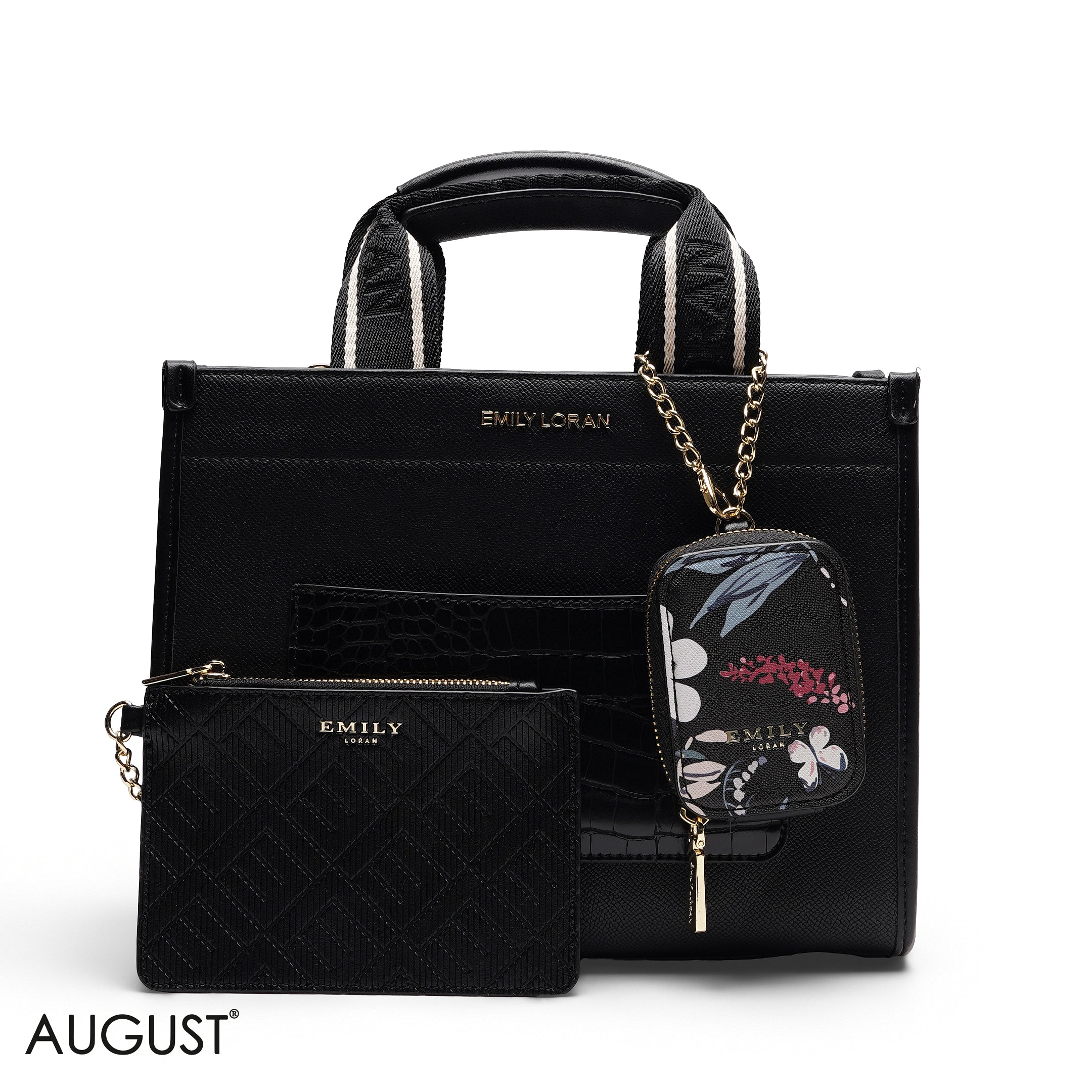 FLORAL STRUCTURED MULTI-POUCH TOTE BAG SET