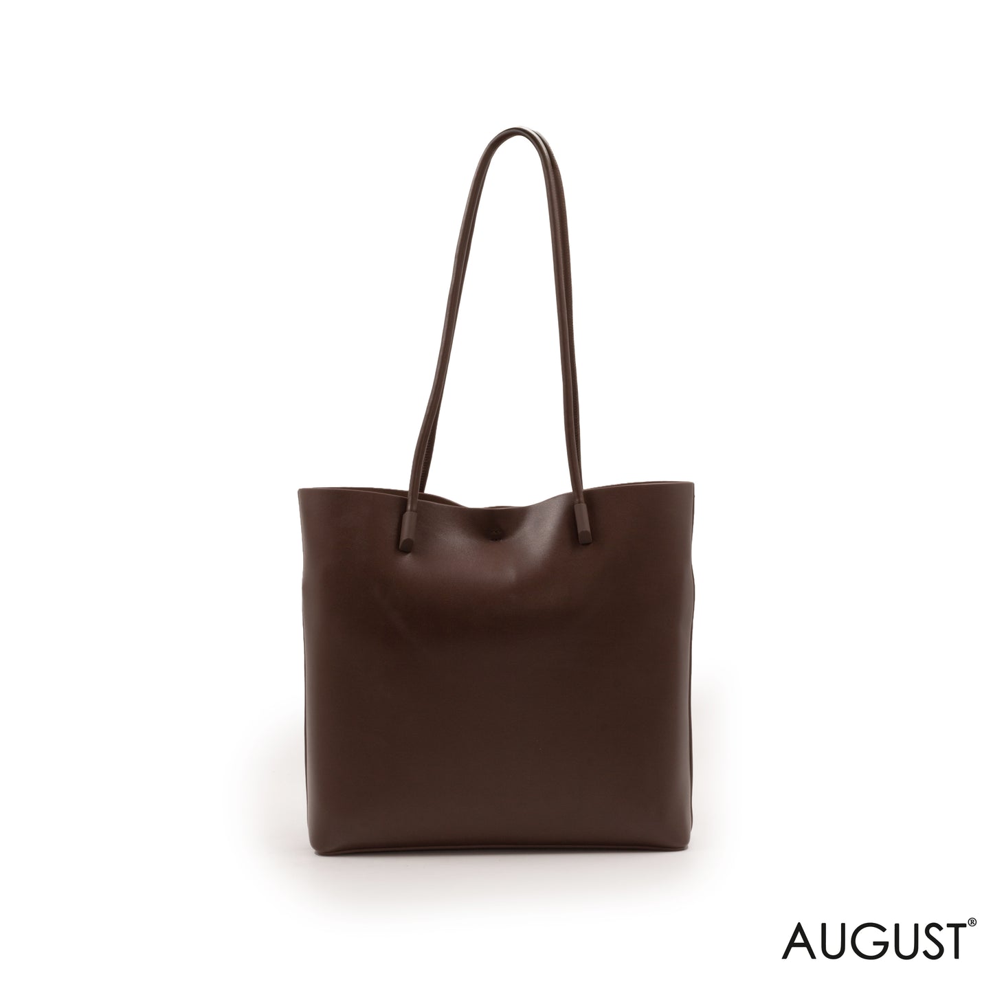 BASIC DARK BROWN SMOOTH LEATHER SHOULDER BAG -MED