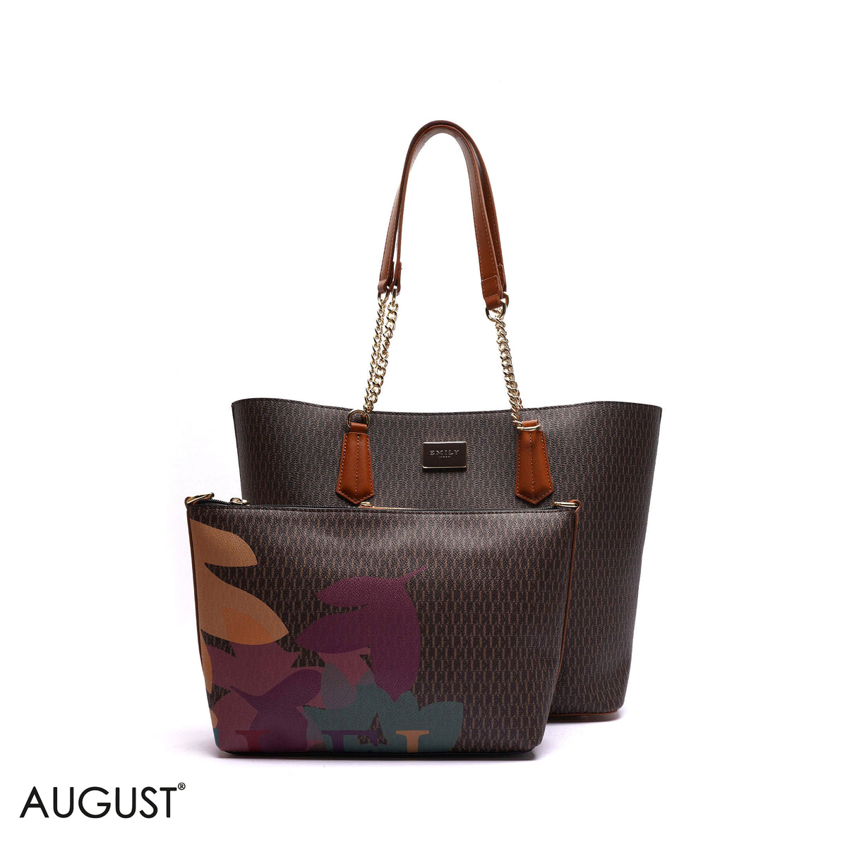 MONOGRAM SHOULDER BAG WITH PRINTED POUCH