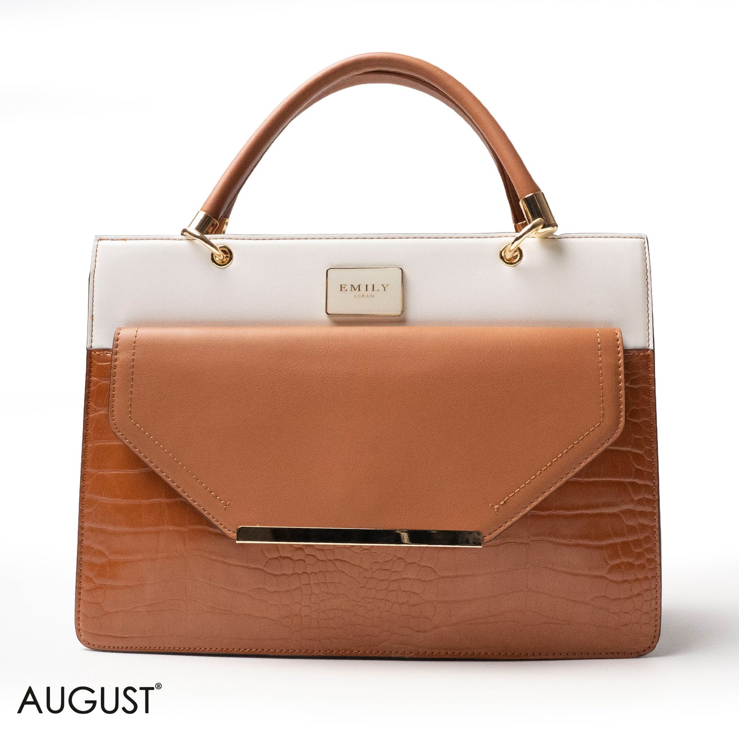 CROC LEATHER HANDBAG WITH FLAP - LARGE