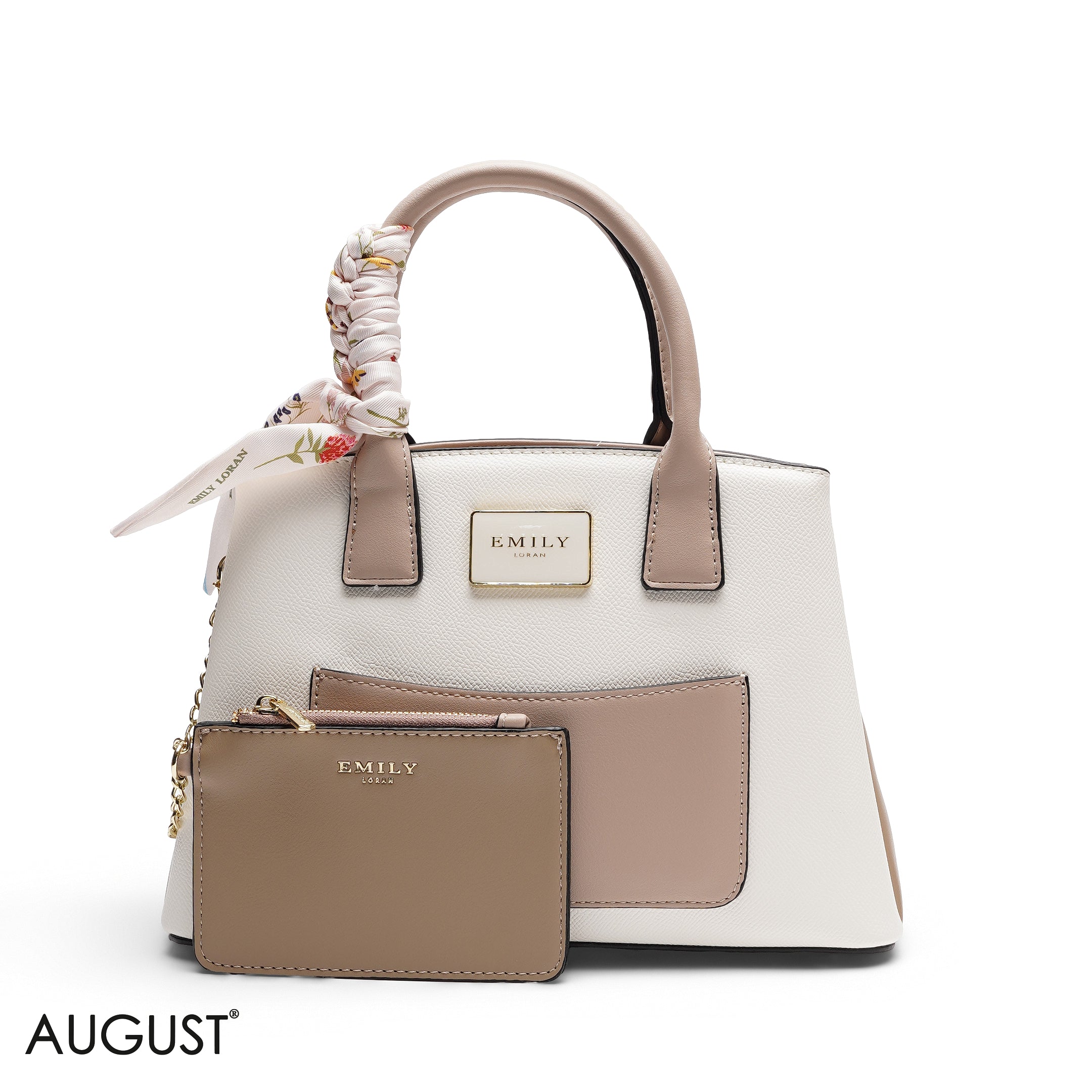 CHIC SATCHEL WITH POUCH AND SIGNATURE SCARF BAG