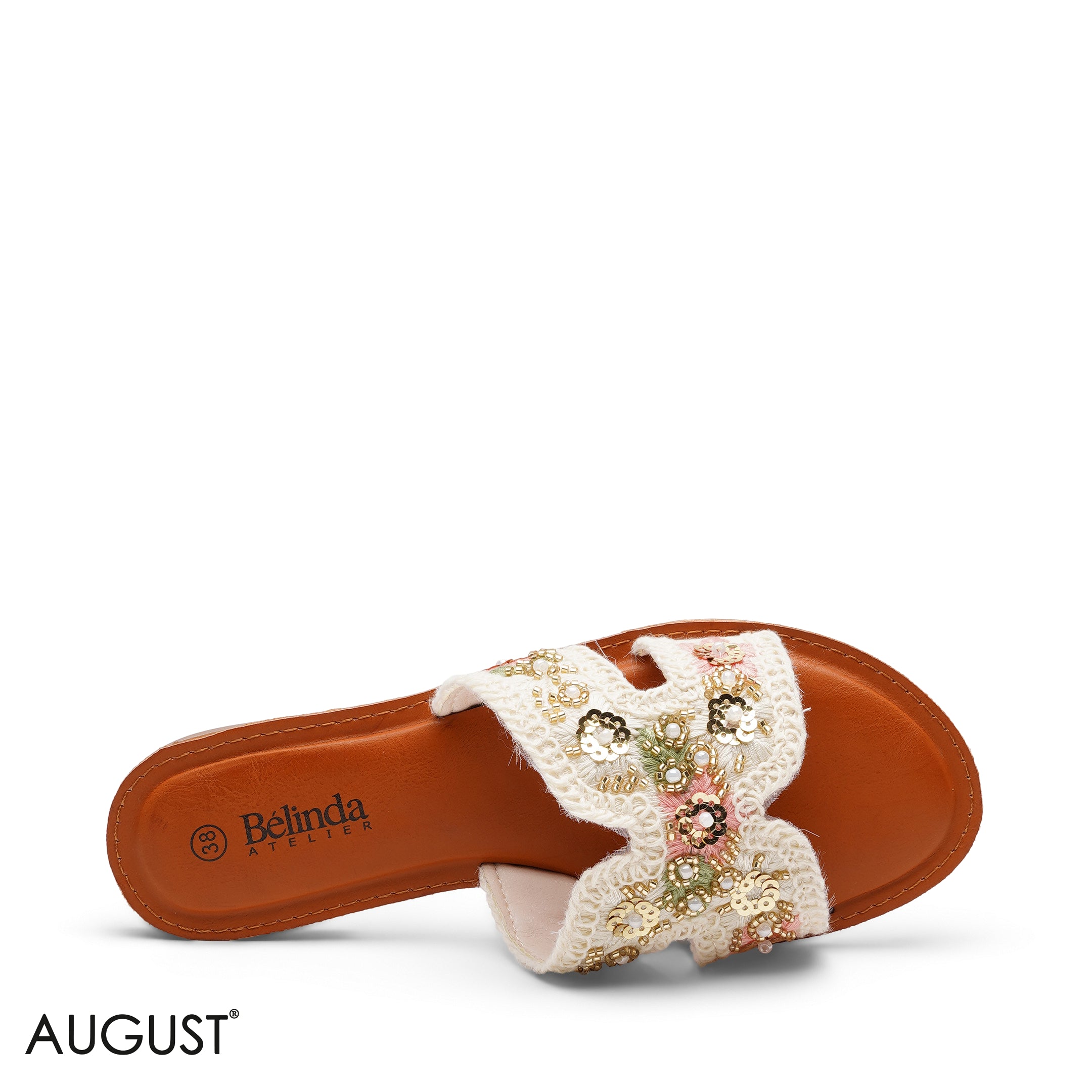 EMBROIDERED MACRAME CASUAL FLAT SLIDERS