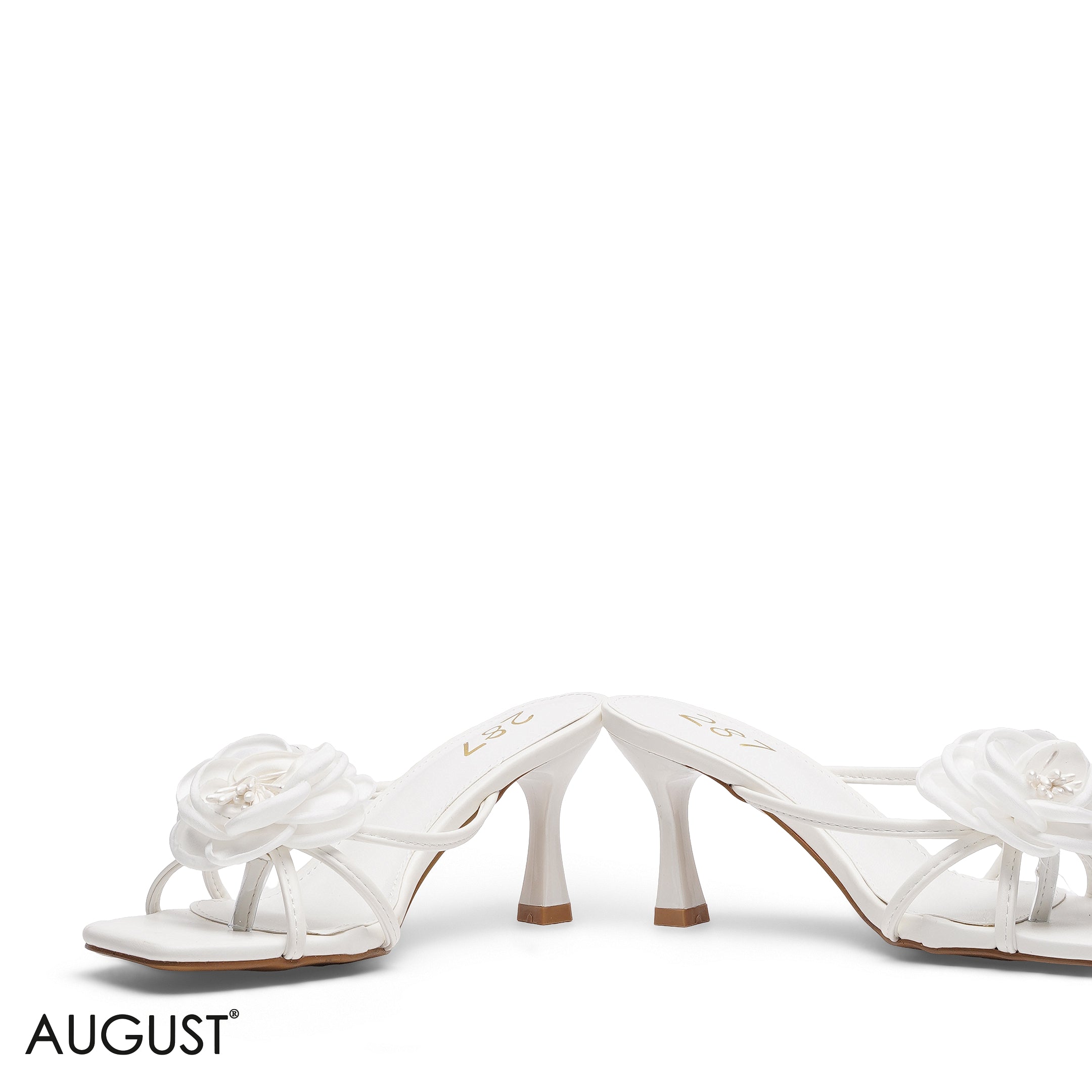 WHITE 3D FLORAL LACE SLINGBACK HEELS