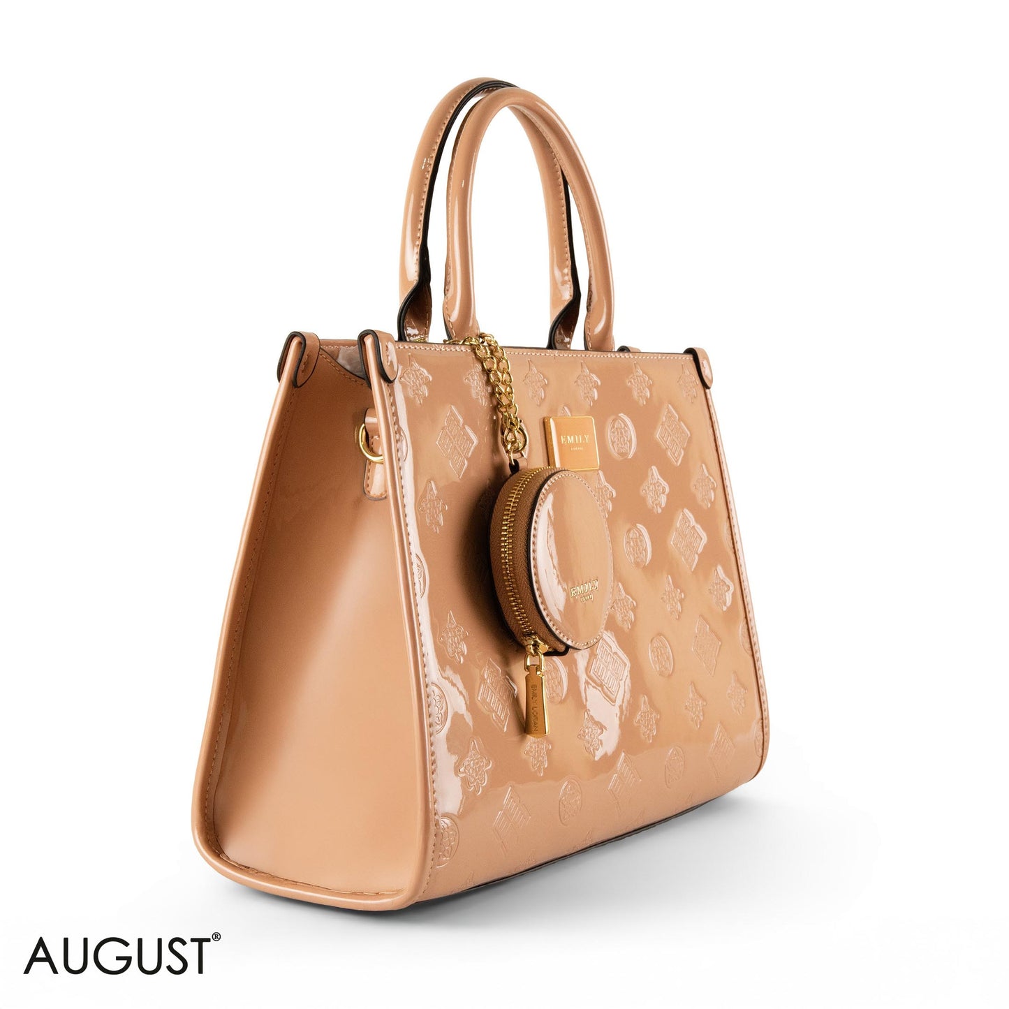 CLASSIC GLOSSY LEATHER PATTERNED HANDBAG - LARGE