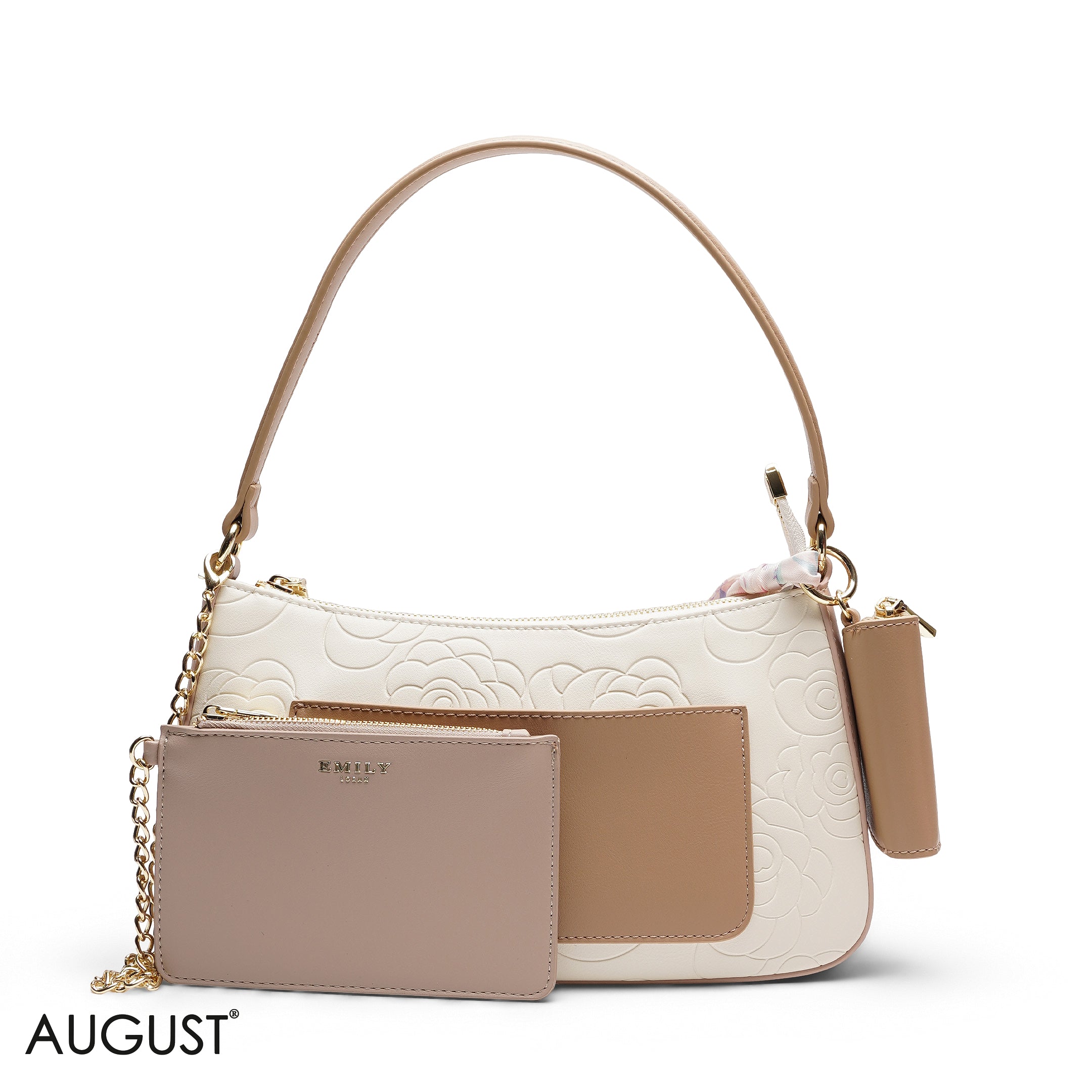 EMBOSSED MULTI-POUCH SHOULDER BAG SET