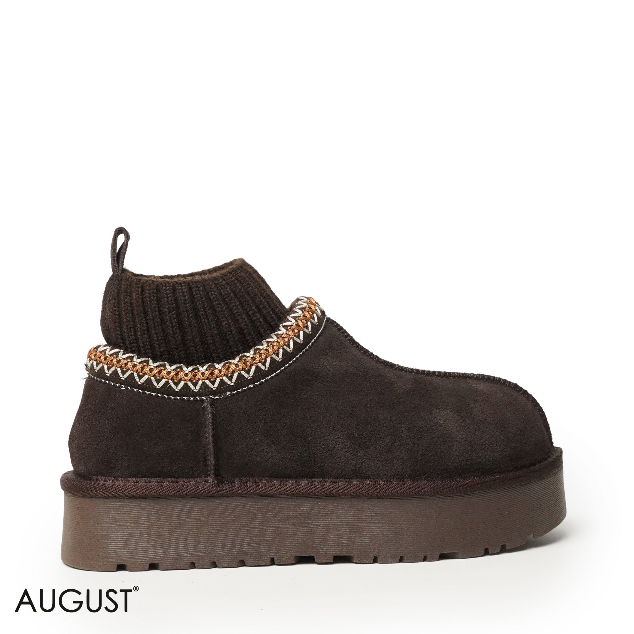COFFEE SUEDE LEATHER WITH SOCK ANKLE UGGS