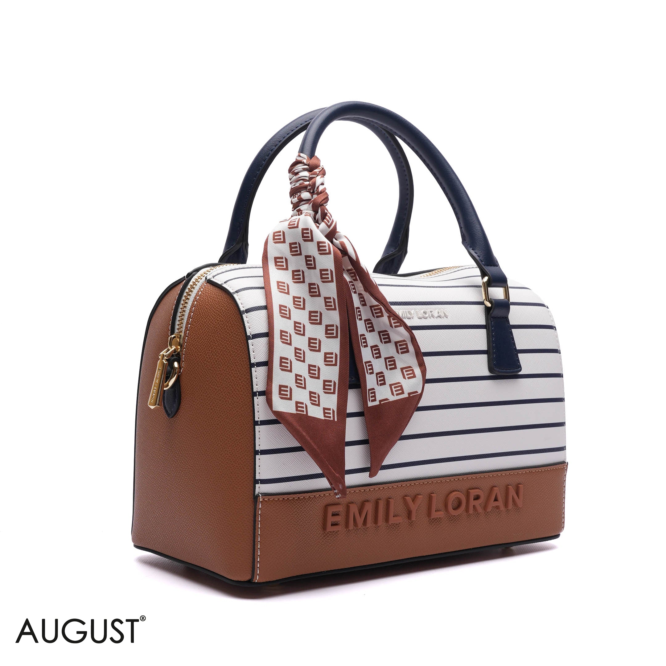 EMILY EMBOSSED LOGO BARREL BAG - MED