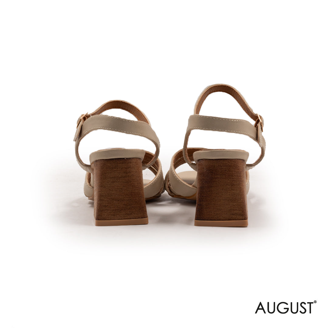LOW-HEEL LEATHER STRAPPY SANDALS