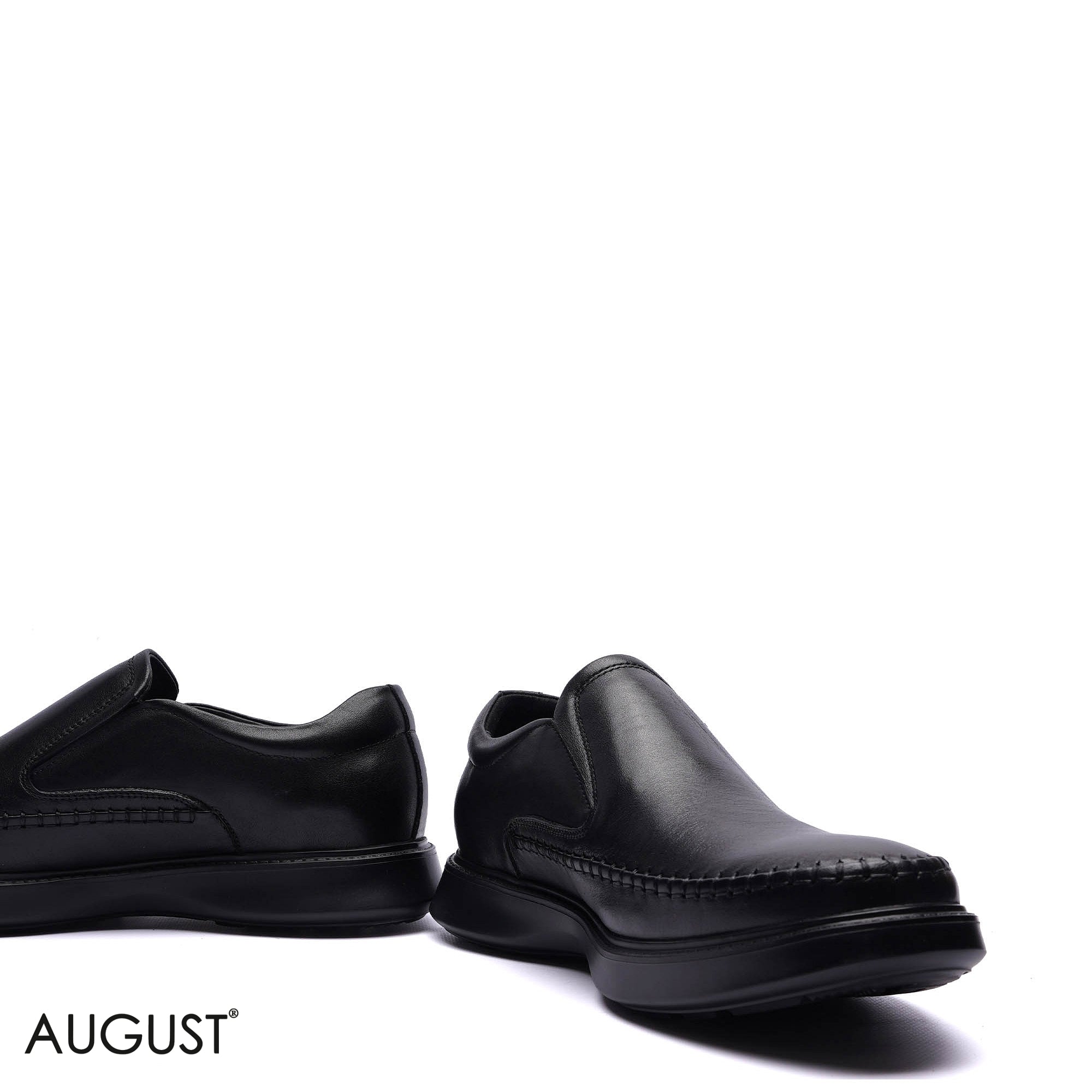 Premium Leather Moc-Toe Comfort Slip-Ons