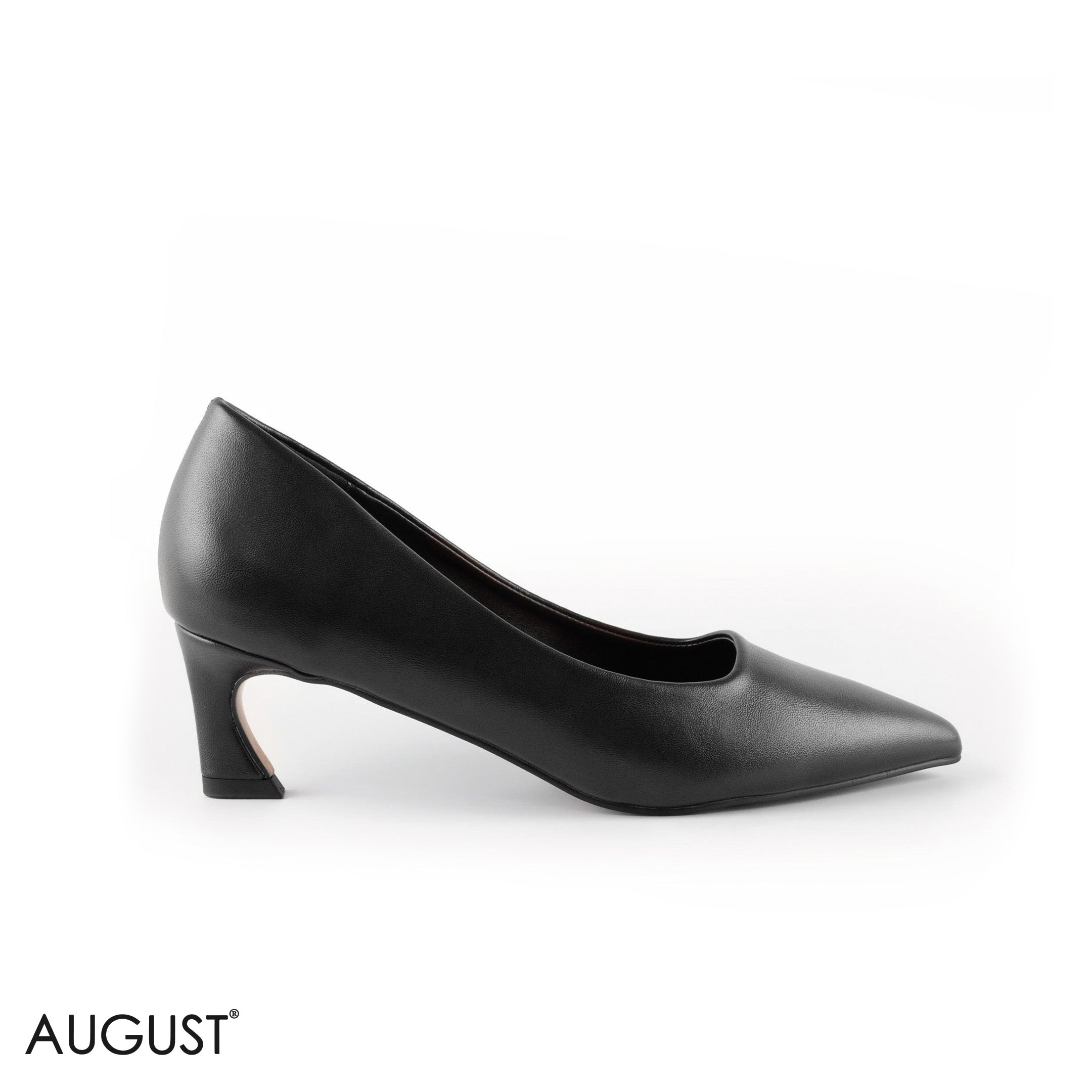 BLACK SMOOTH LEATHER LOW-HEEL SHOES