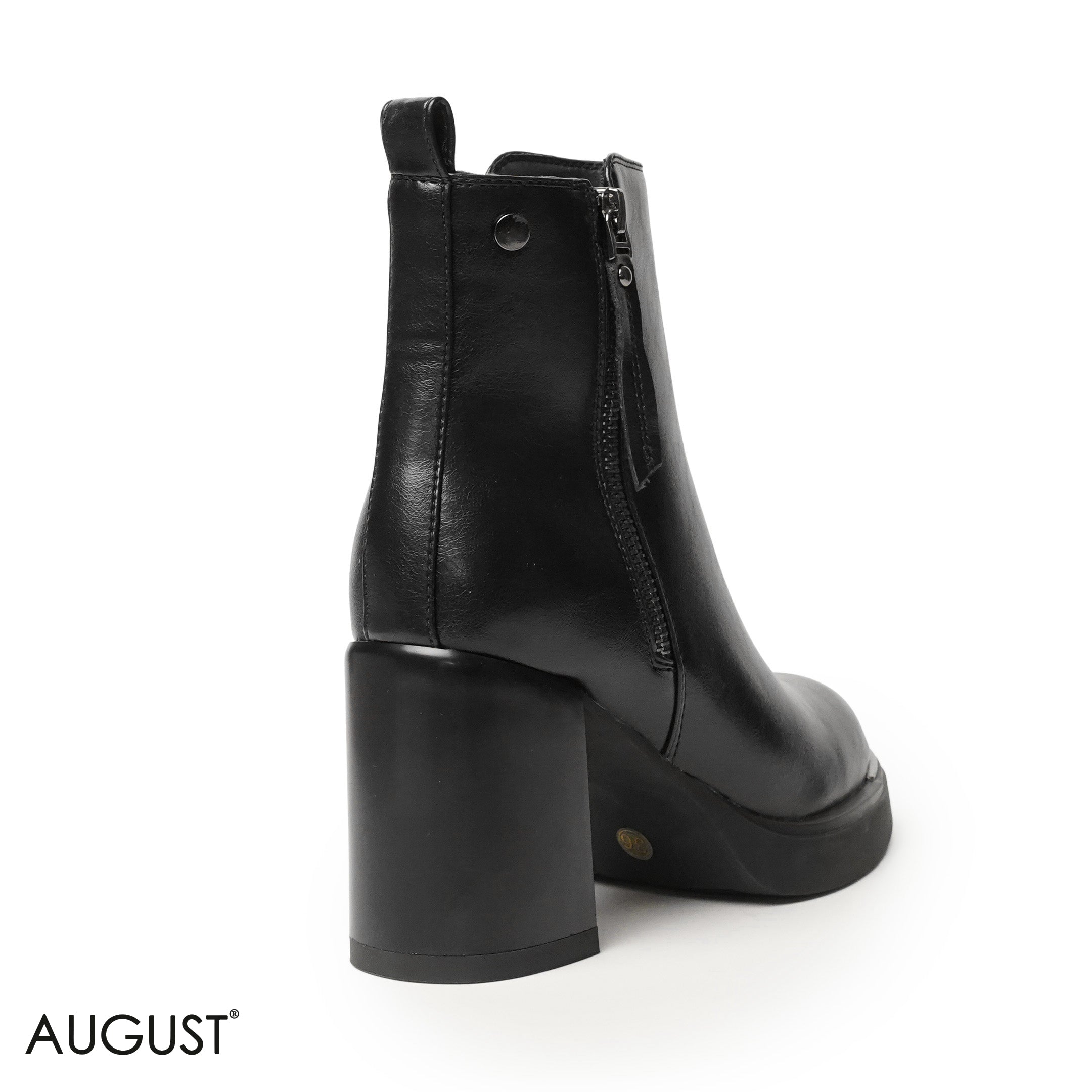 SHINY LEATHER HEELED ANKLE BOOTS WITH ZIPPER