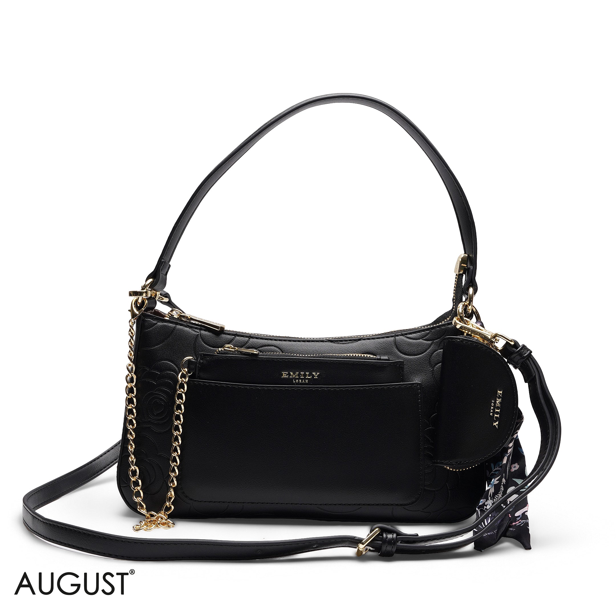 EMBOSSED MULTI-POUCH SHOULDER BAG SET