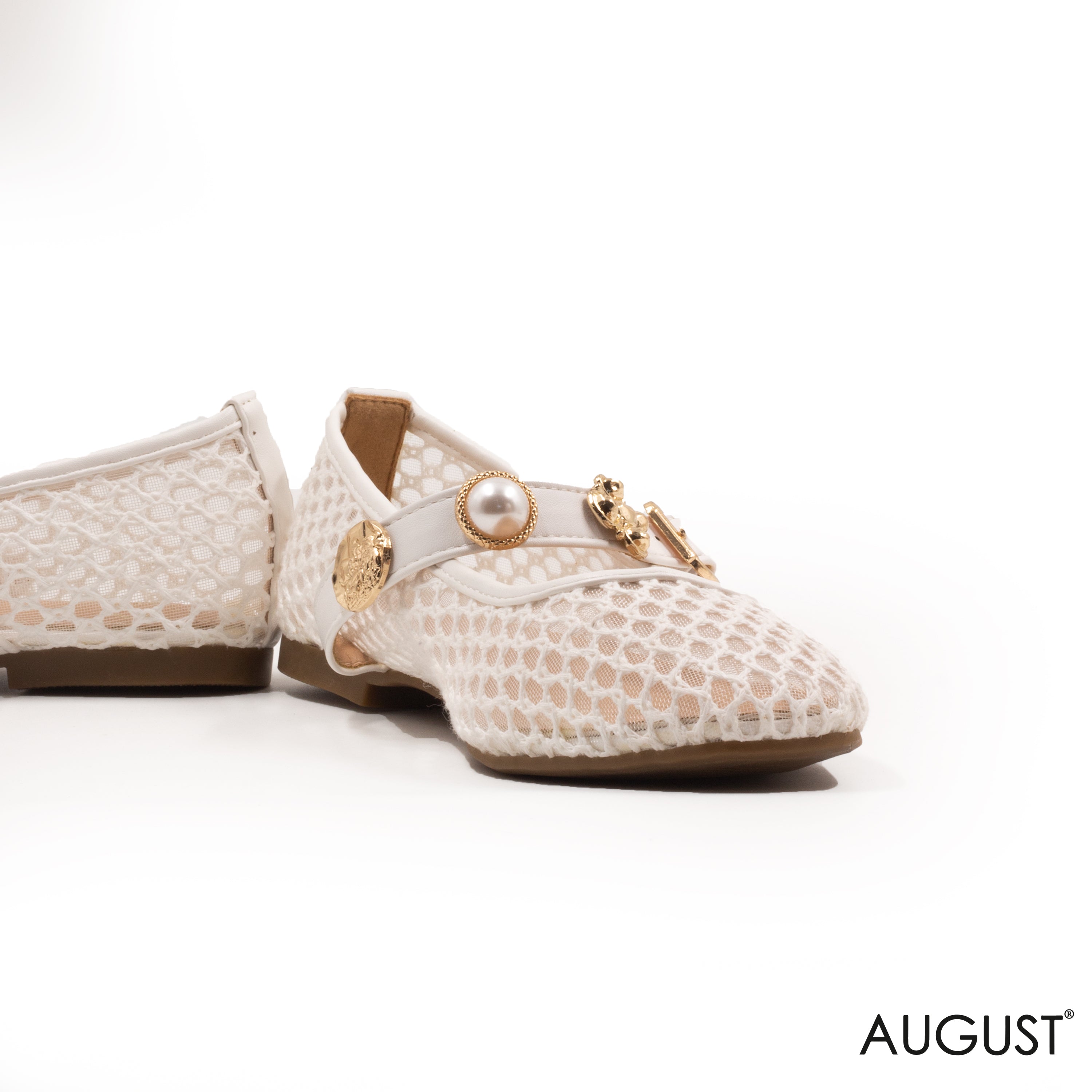 MESH BALLET FLAT WITH SLIDES SEASHELL EMBELLISHMENTS