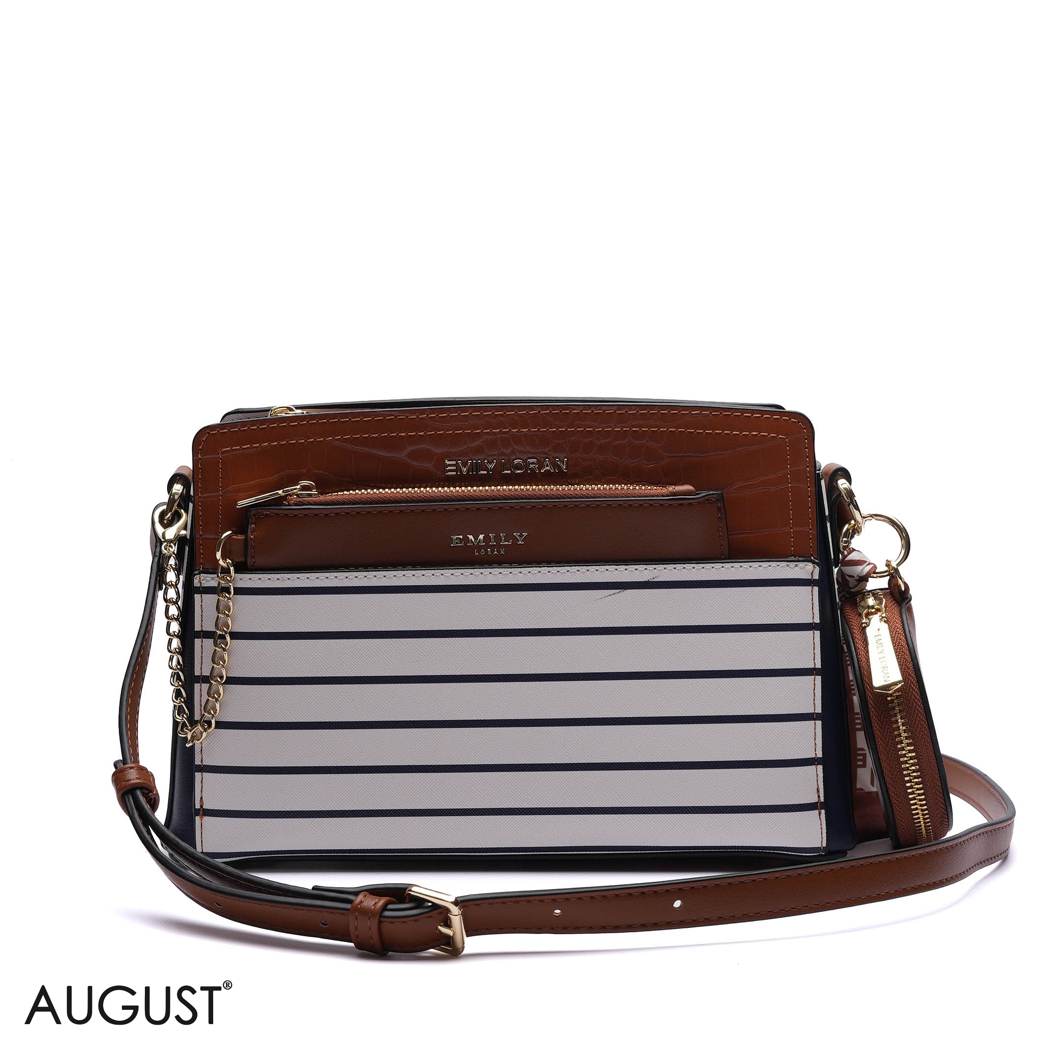 EMBOSSED FLORAL CROSSBODY BAG WITH POUCH