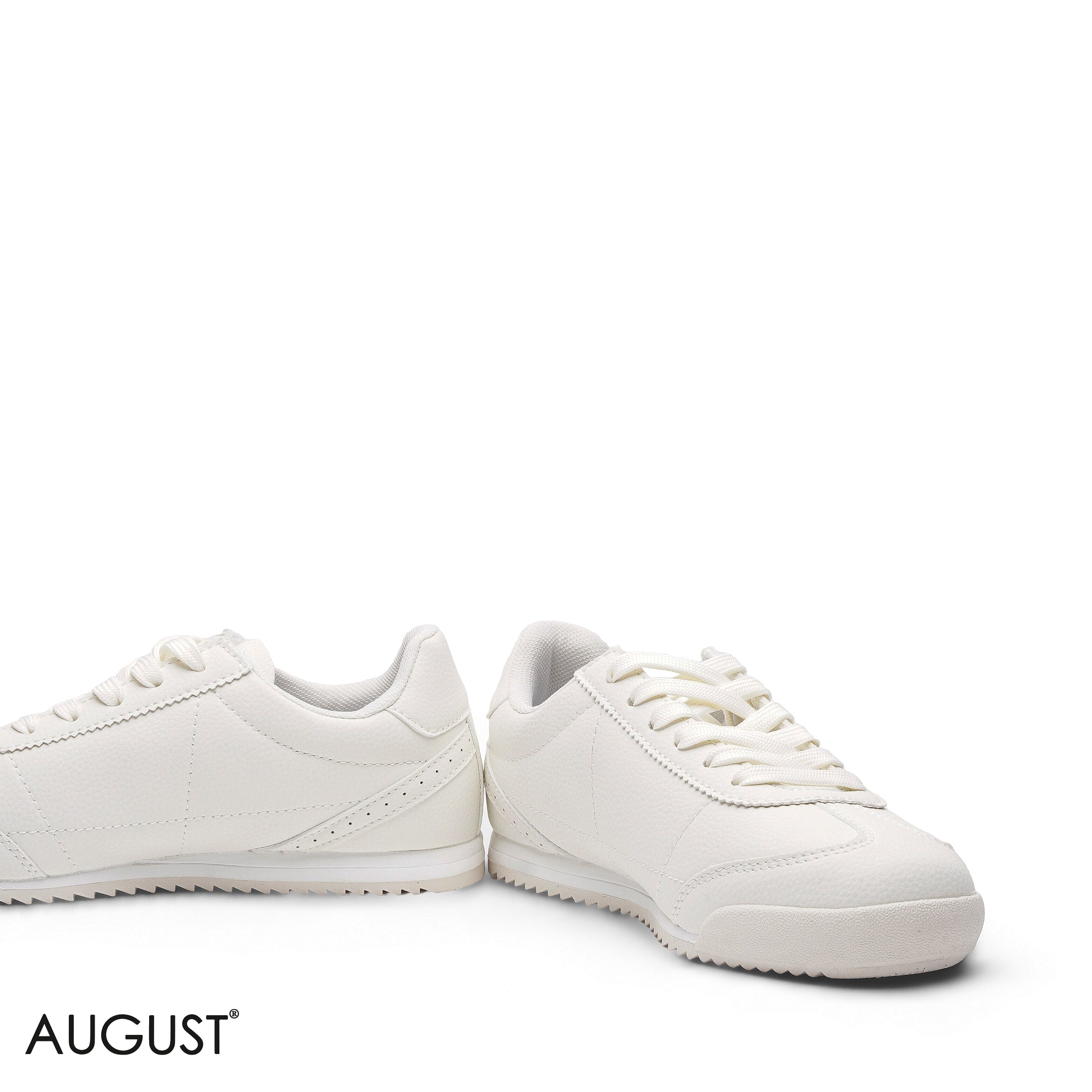 ELEGANT CLASSIC WHITE GRAINED LEATHER SNEAKER