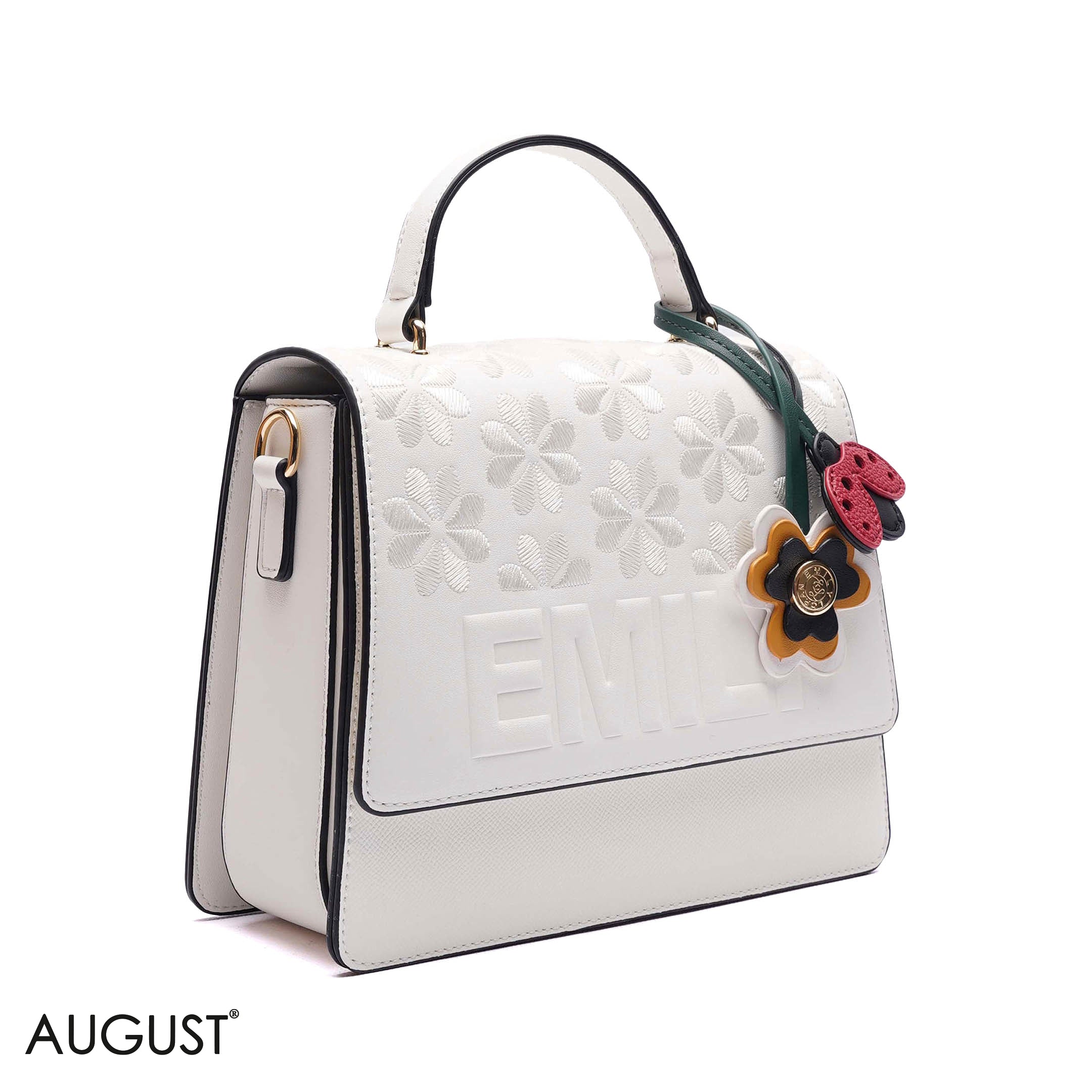 EMBOSSED FLORAL TOP-HANDLE SATCHEL BAG