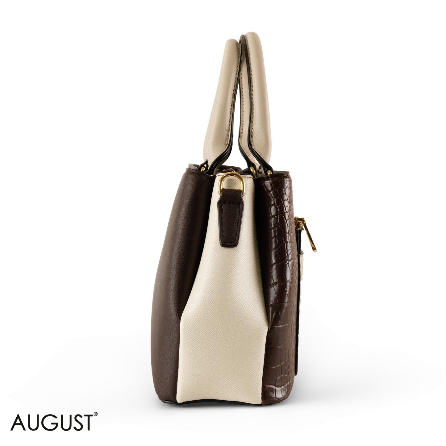 EMILY LORAN PATTERNED LEATHER HANDBAG WITH CHAIN DETAIL -MED