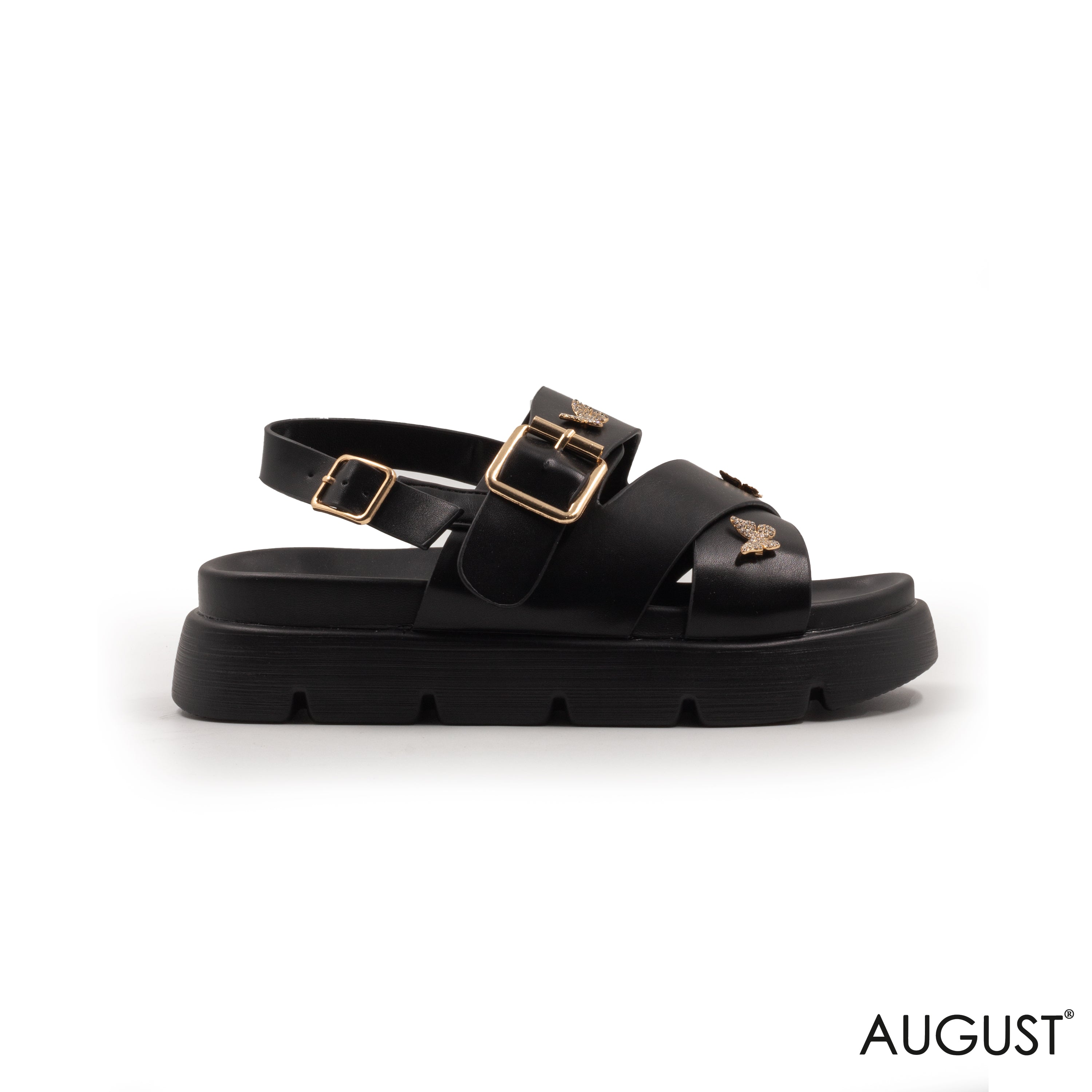 LEATHER THICK SANDALS WITH DETAILS BUTTERFLIES