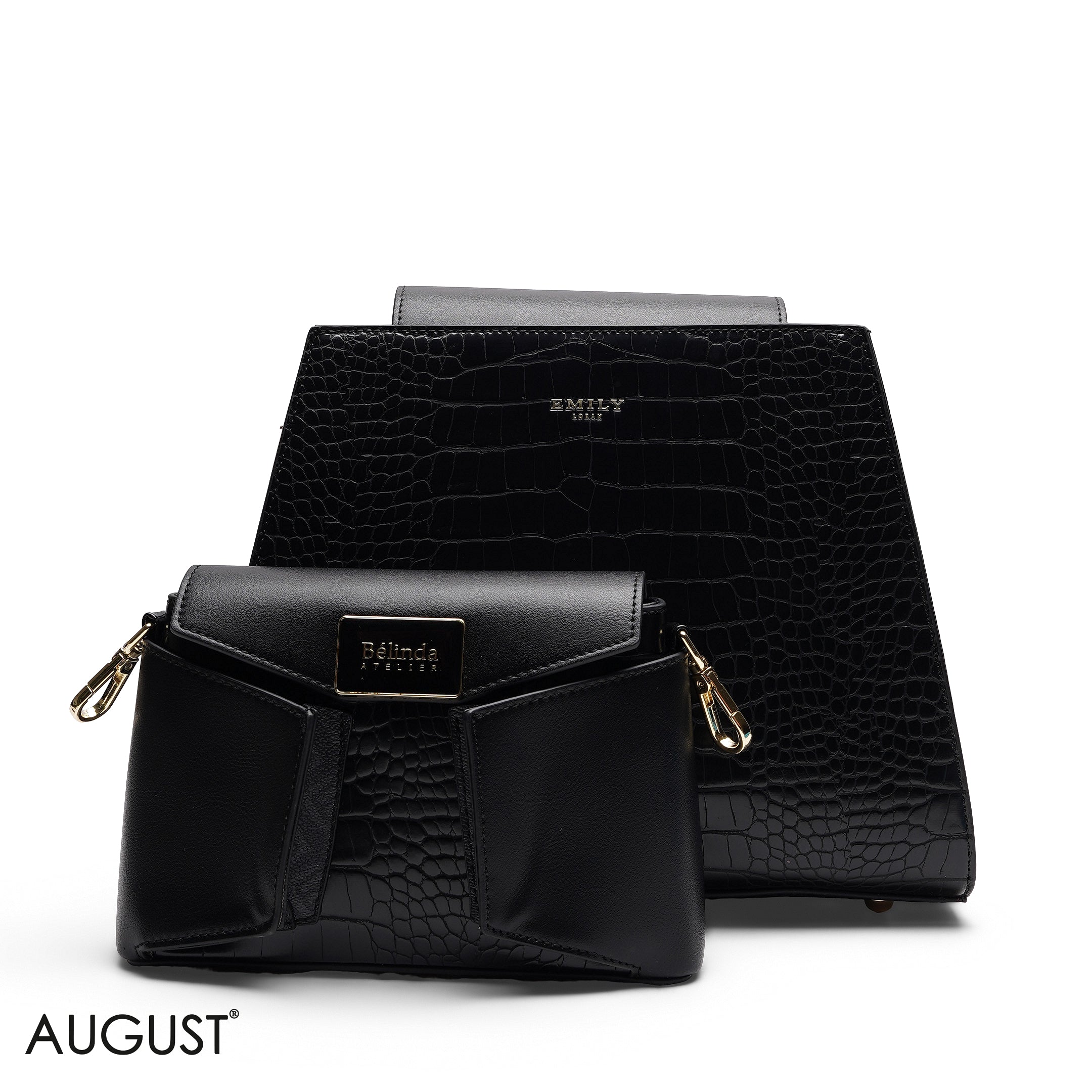 STRUCTURED LEATHER TOTE WITH DETACHABLE POUCH