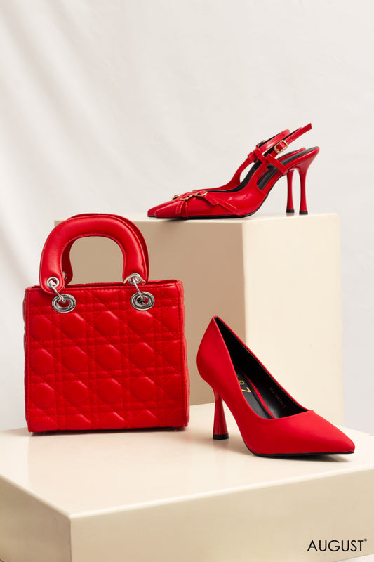 MATCHING RED HEELS AND BAG