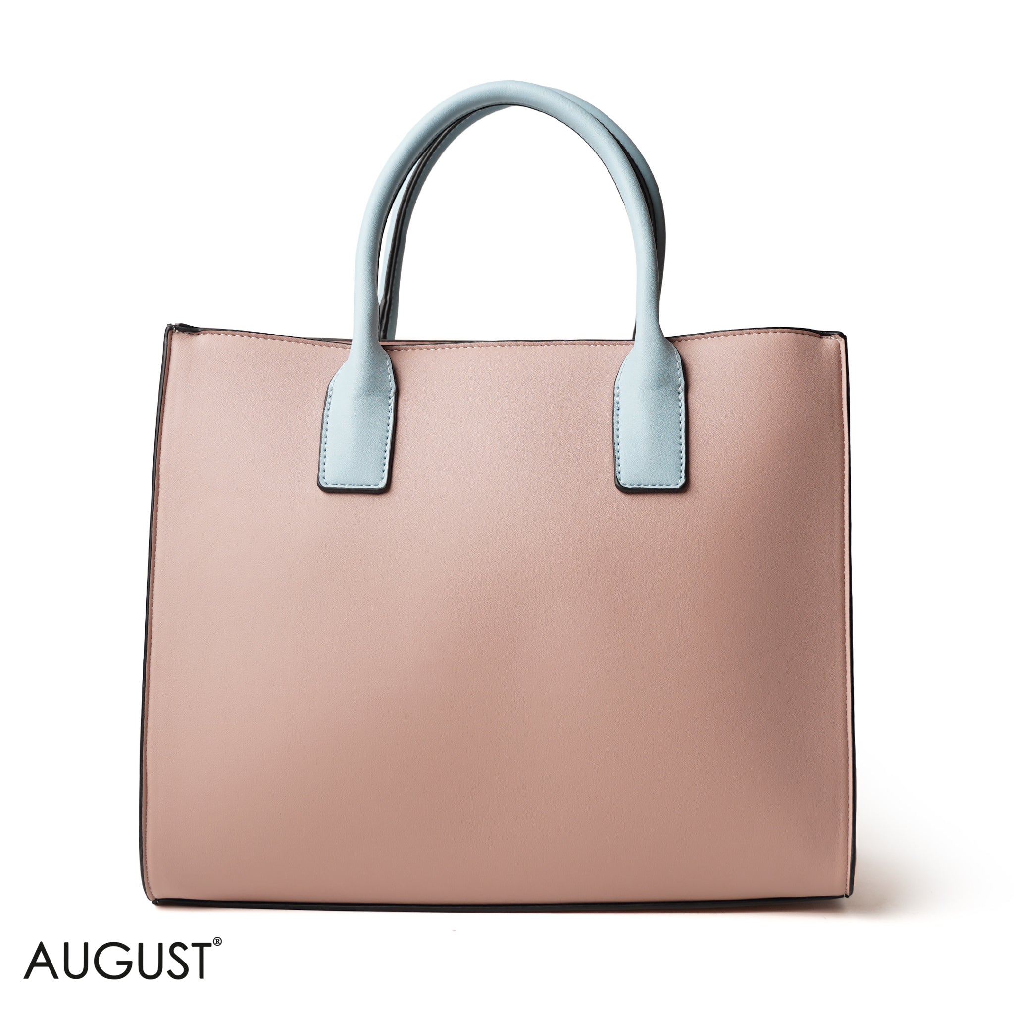 WHITE SQUARED HAND BAG WITH SIMPLE BUFF DETAIL - LARGE