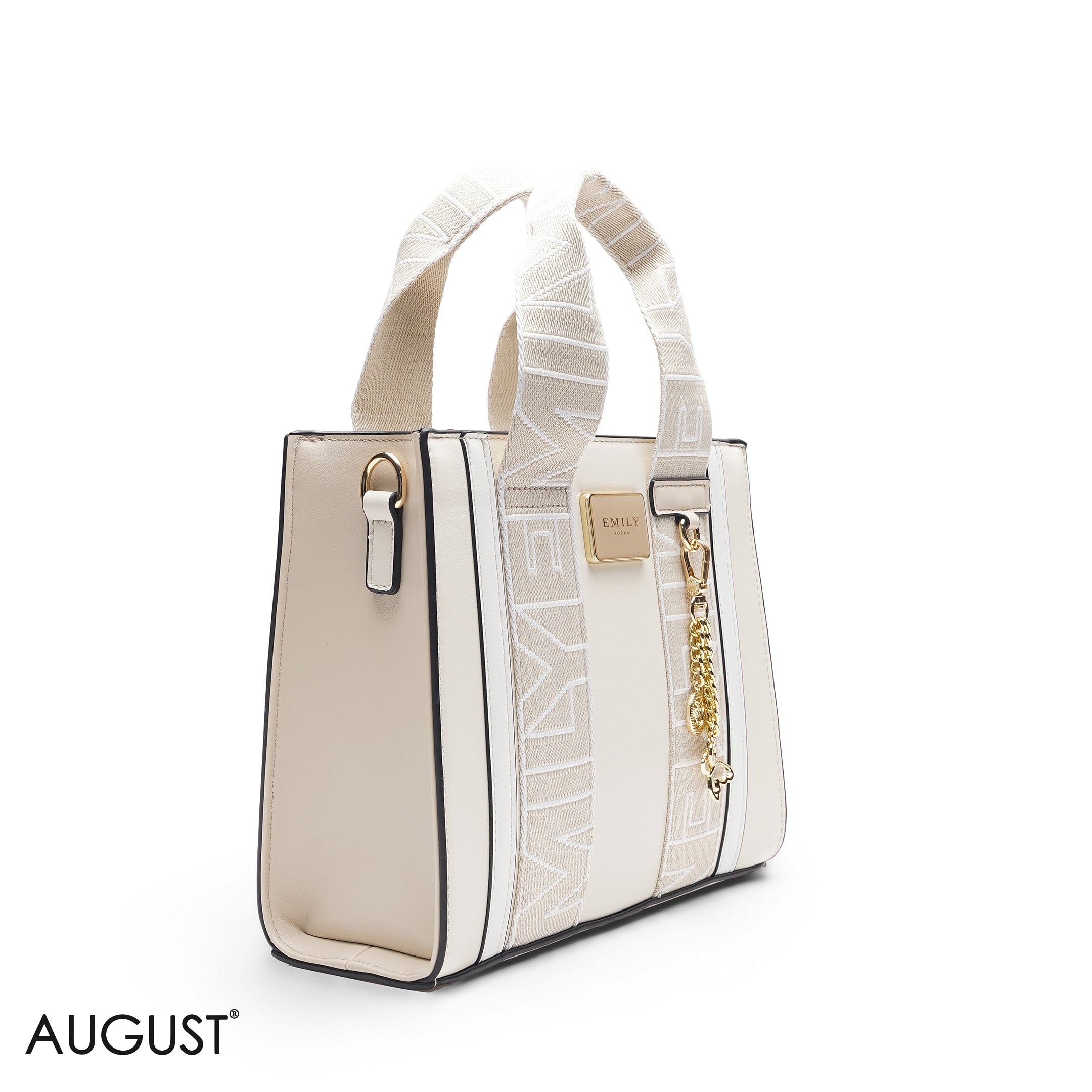 BEIGE TOTE BAG WITH SCARF HANDLE - MED