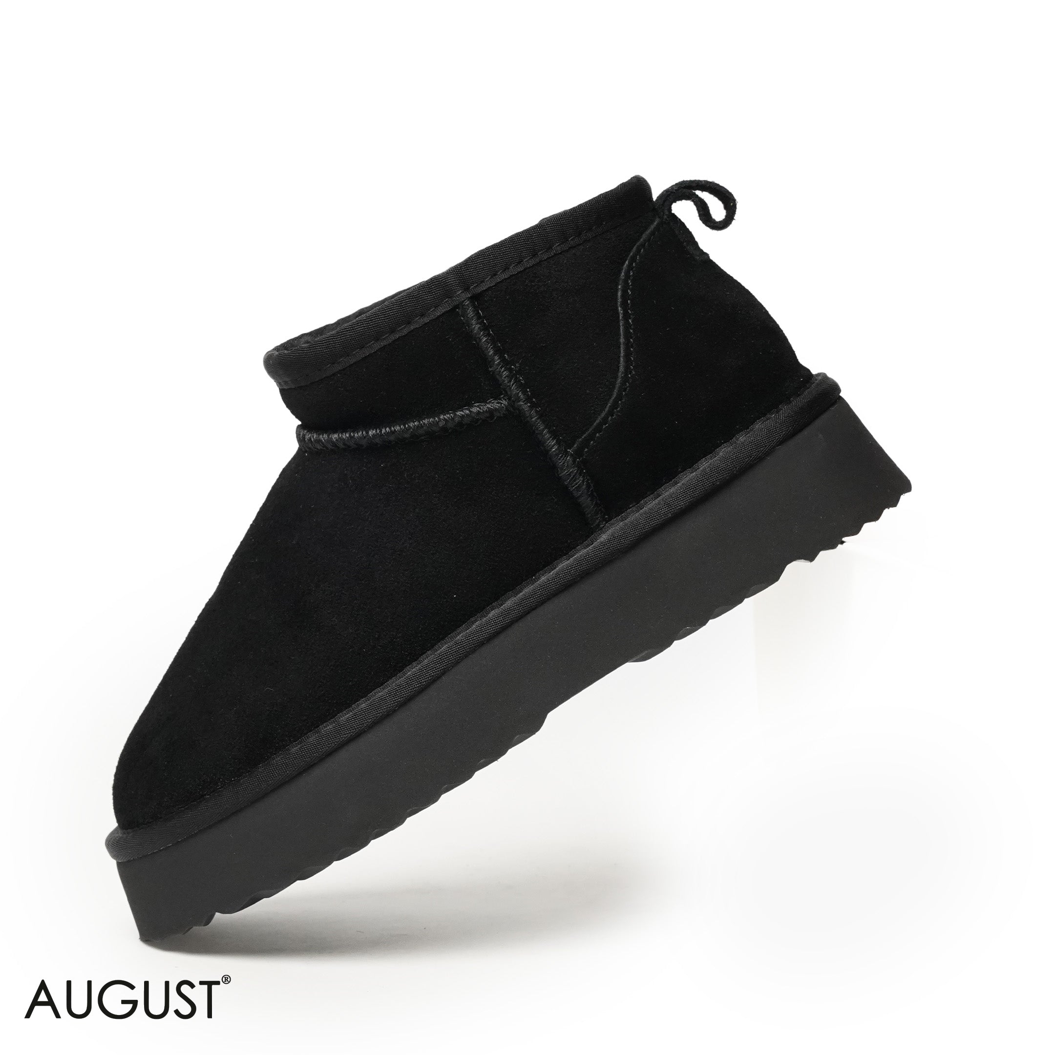 BLACK SUEDE LEATHER ANKLE UGGS