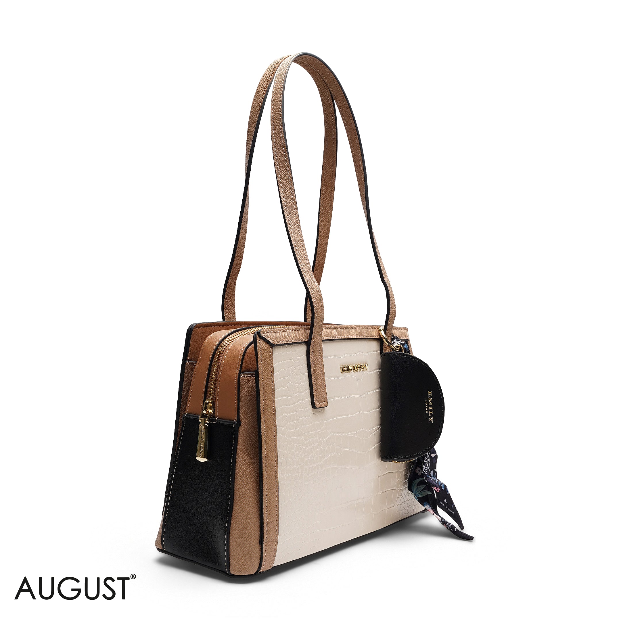 STRUCTURED TOTE BAG WITH COIN PURSE & SCARF