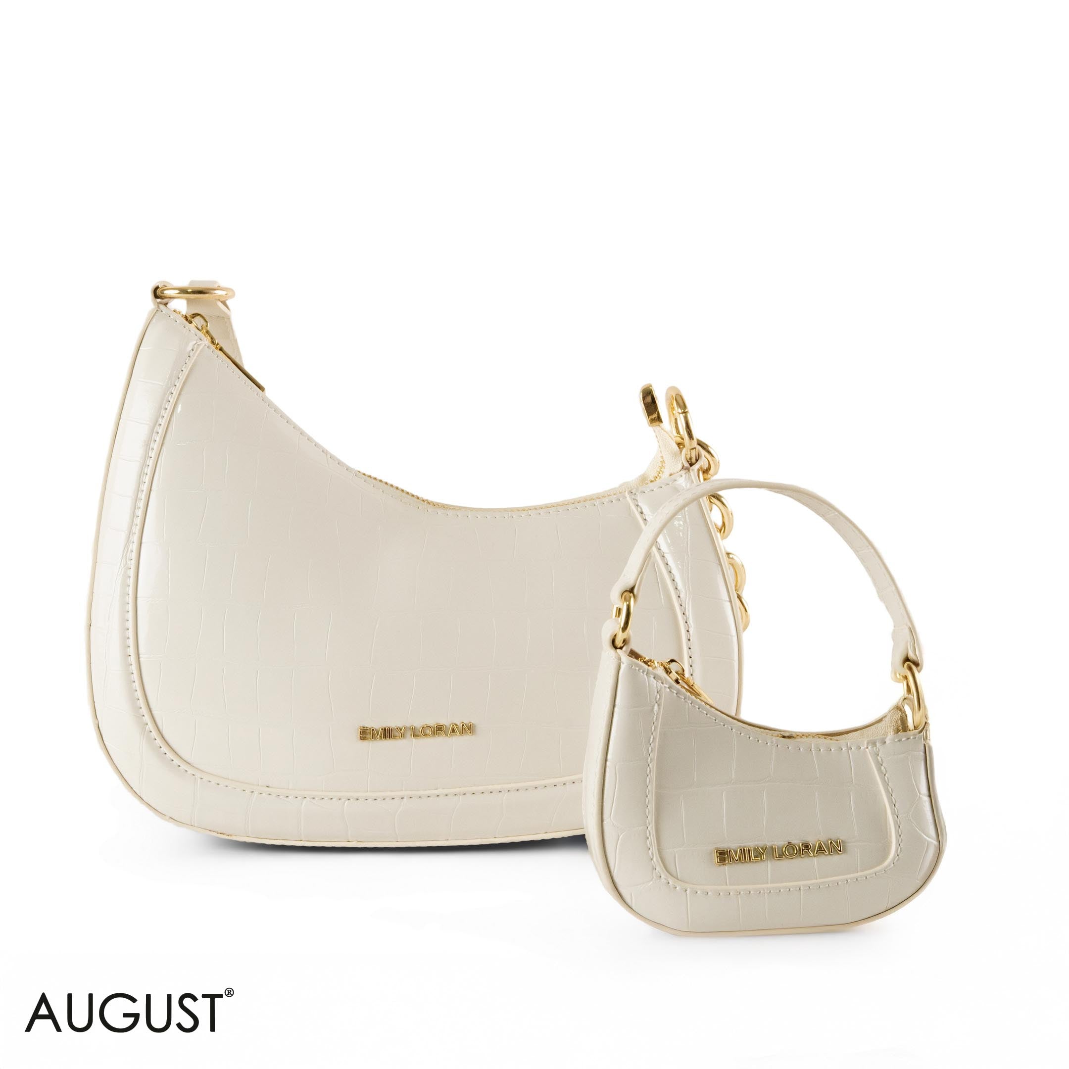 MODERN GLOSSY LEATHER SHOULDER BAG WITH MINI WALLET -SMALL