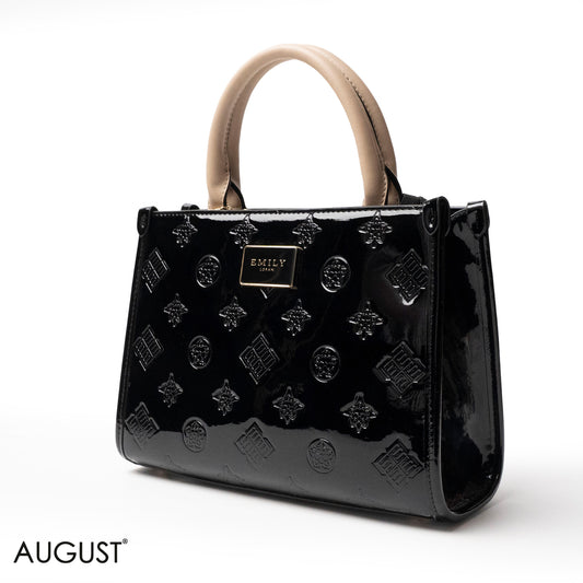 CLASSIC GLOSSY LEATHER PATTERNED HANDBAG - MED