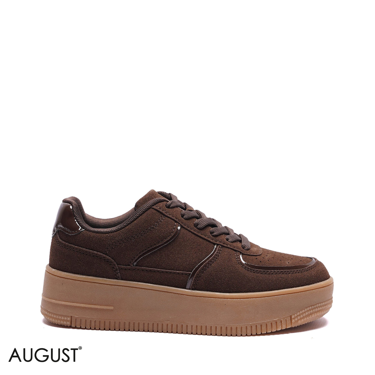 SUEDE METALLIC-TRIM PLATFORM SNEAKERS