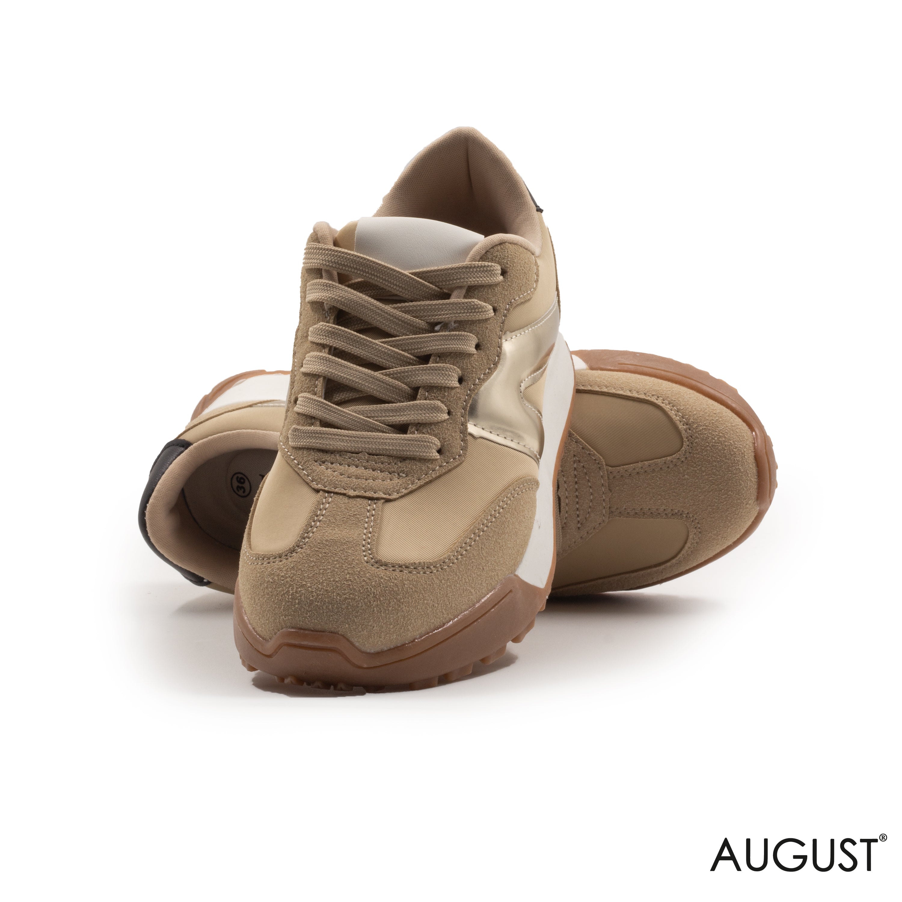 SNEAKERS NYLON-BLEND AND TRIMMED WITH LEATHER AND SUEDE RUBBER SOLE