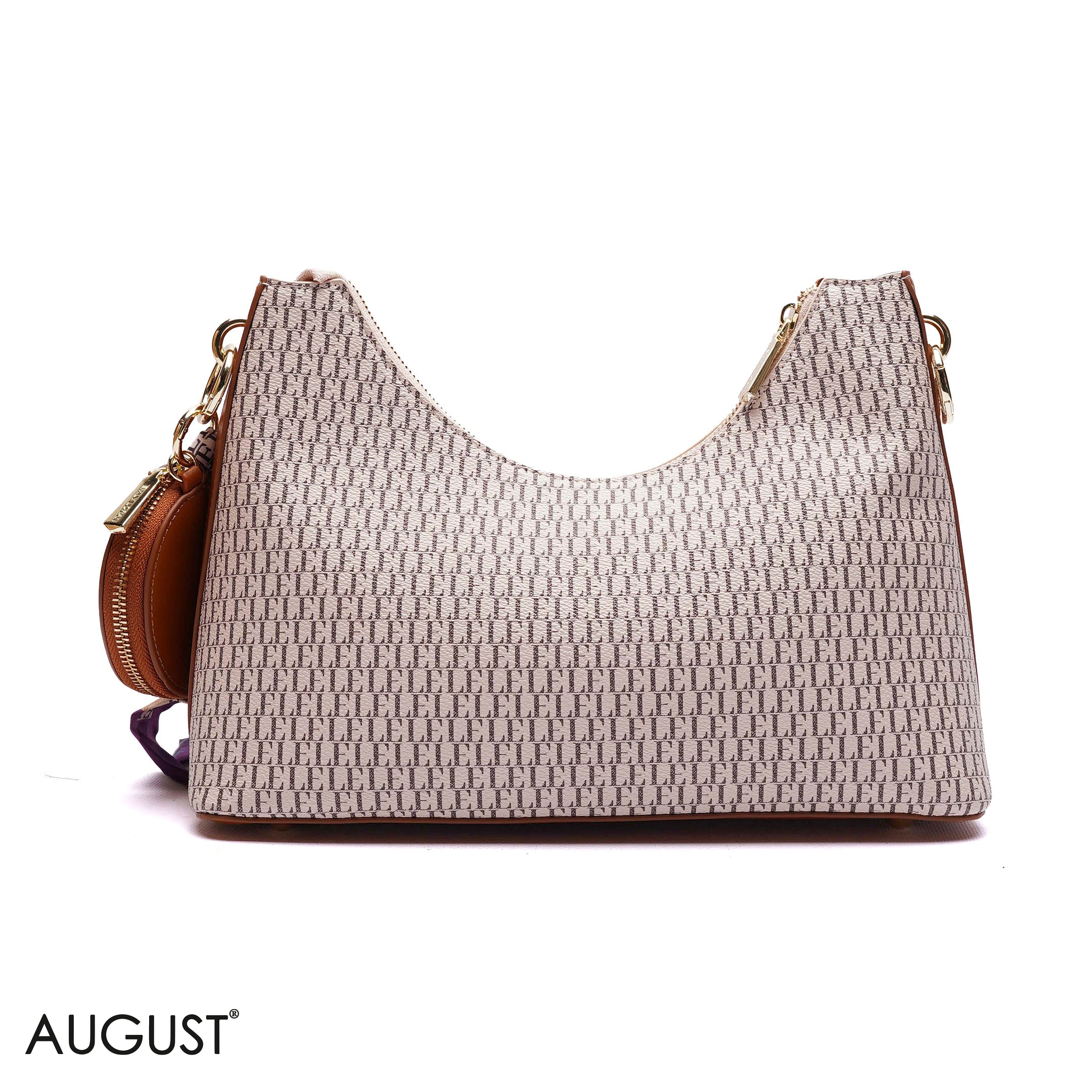 ELEGANT MONOGRAM PRINT SHOULDER BAG