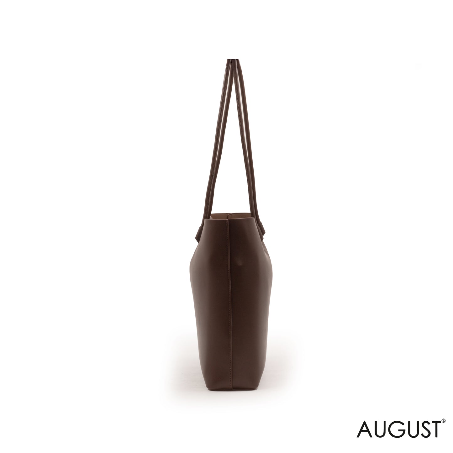 BASIC DARK BROWN SMOOTH LEATHER SHOULDER BAG -MED